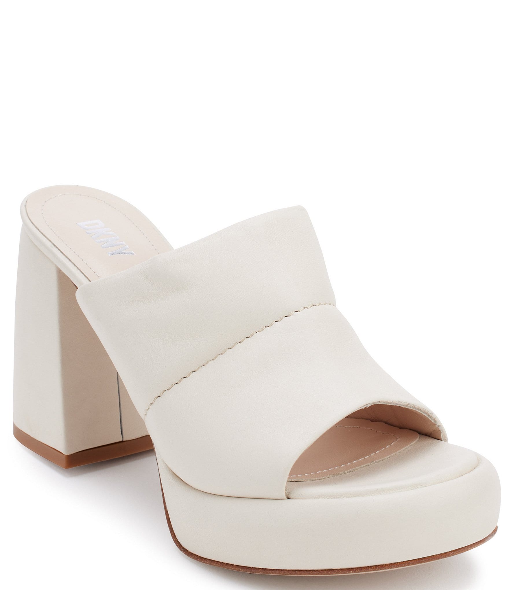 DKNY Benedetta Leather Puff Platform Slide Sandals | Dillard's