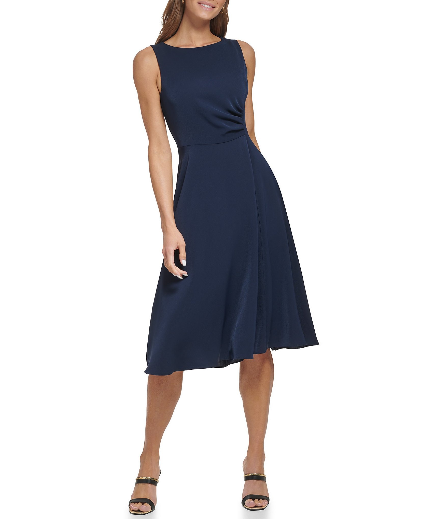 DKNY Boat Neck Sleeveless Fit and Flare Dress | Dillard's