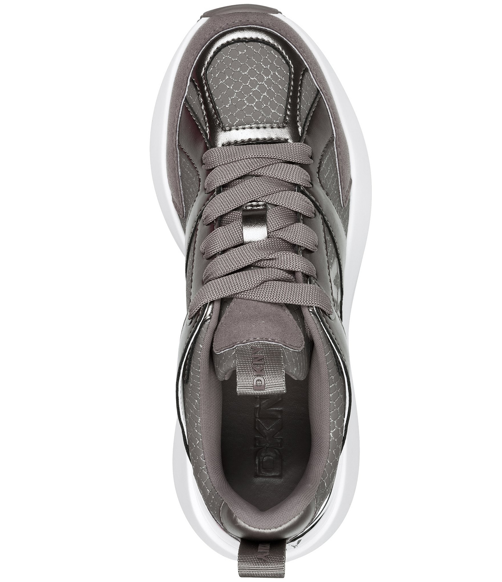 DKNY by Donna Karan Zofi Metallic Logo Detail Lace Up Sneakers