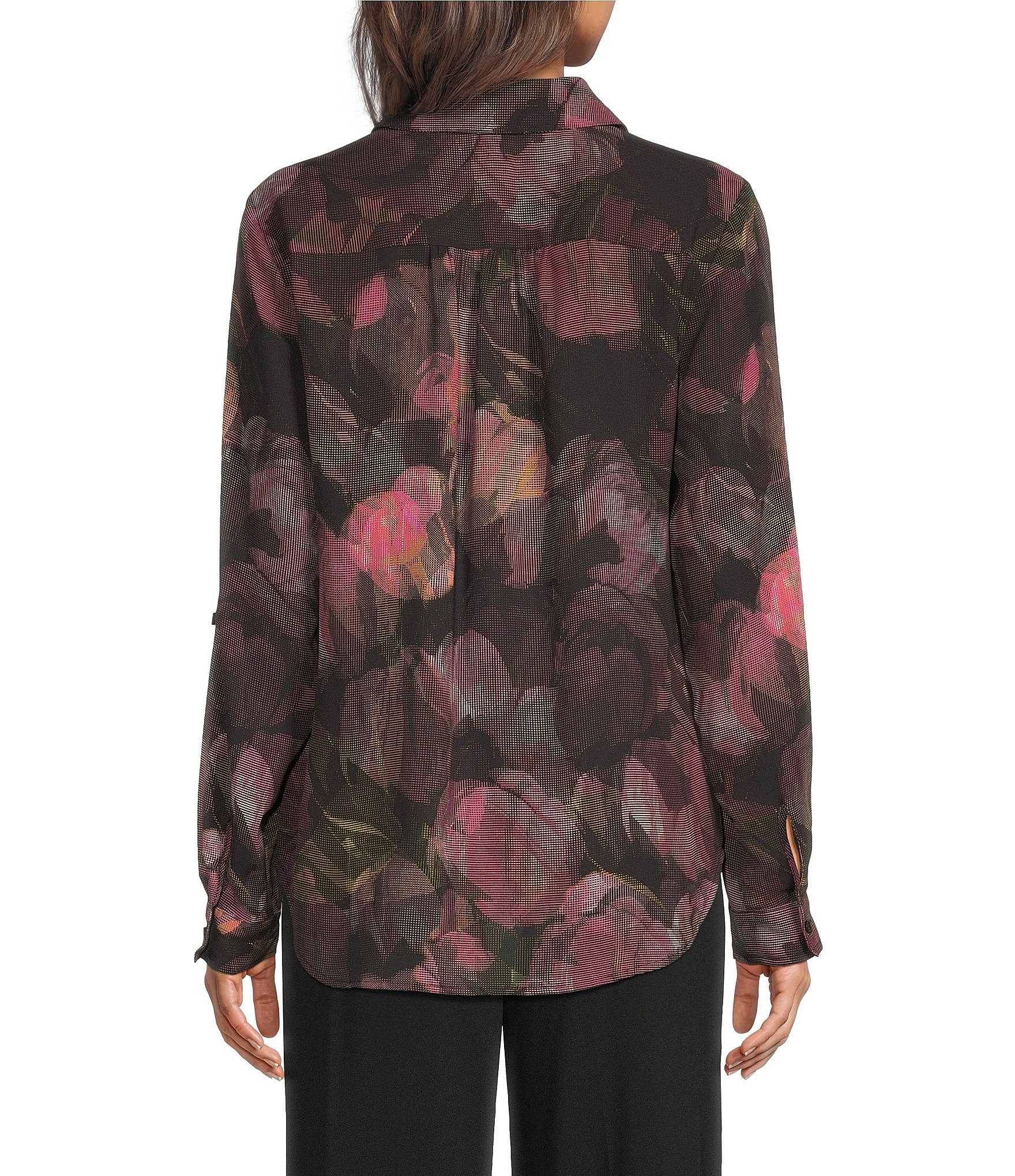 DKNY by Donna Karan Collared Long Sleeve Roll Tab Shirt