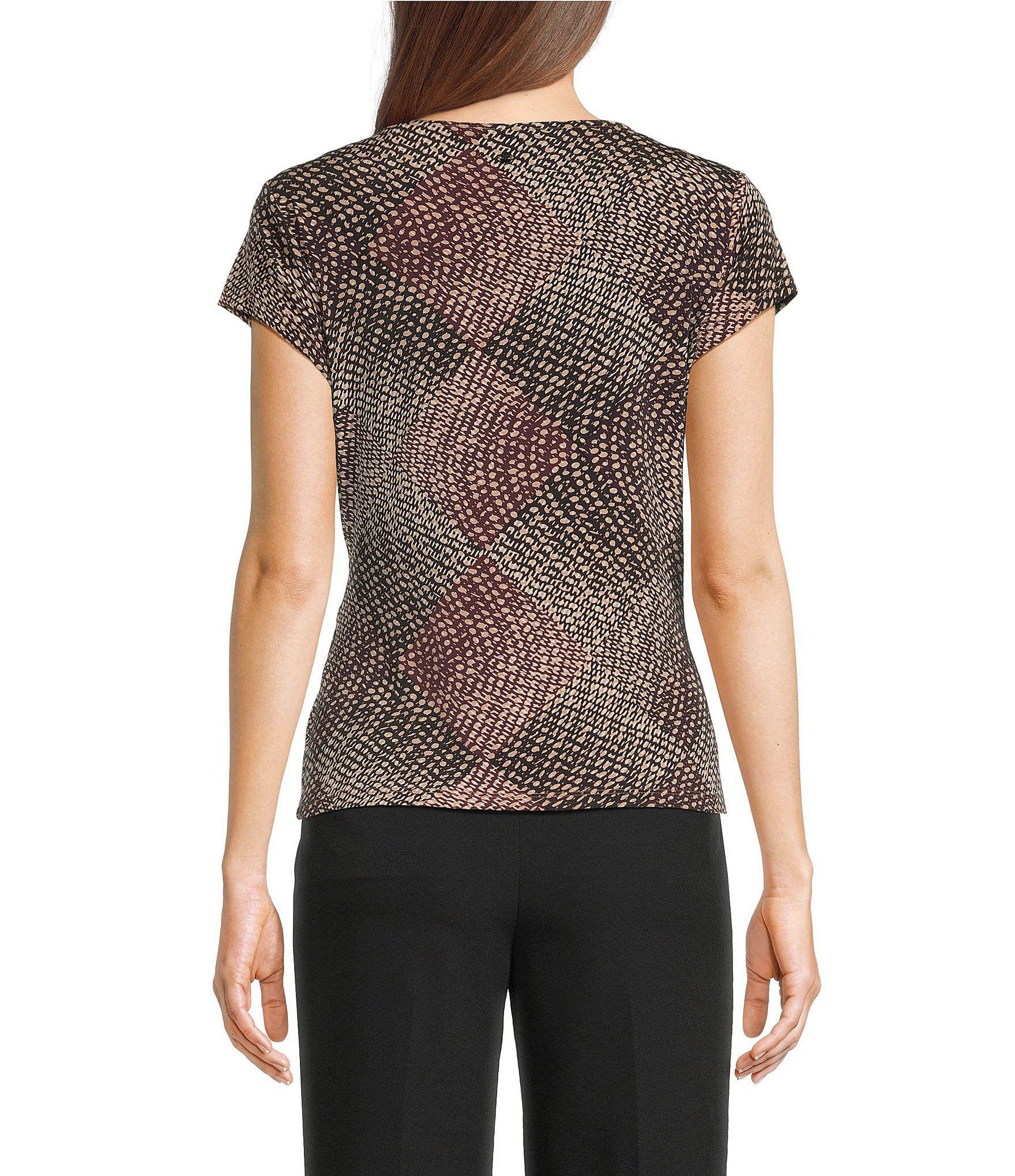 DKNY by Donna Karan Crew Neck Short Sleeve Side Tie Top