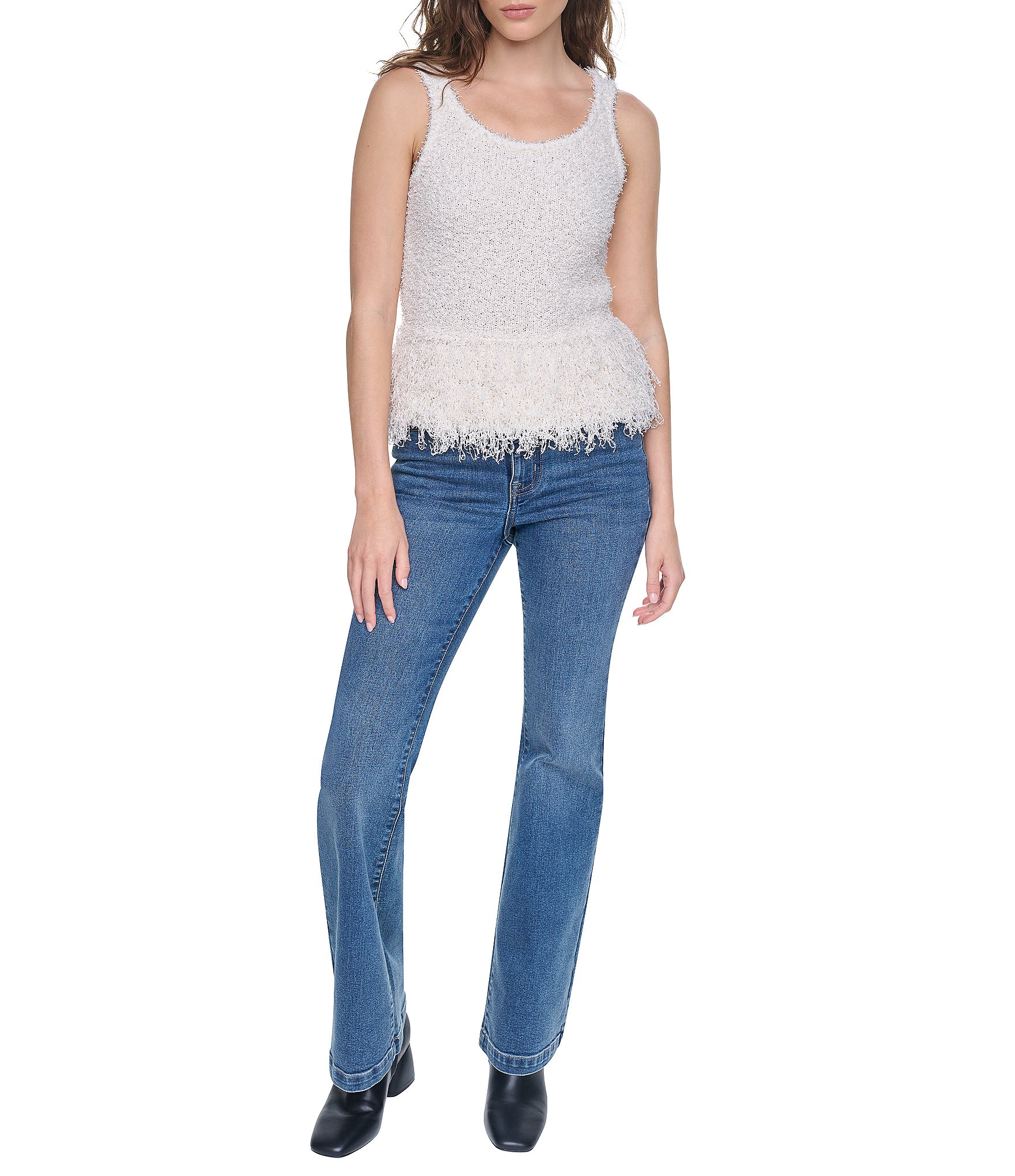 DKNY by Donna Karan Cropped Fringe Tank