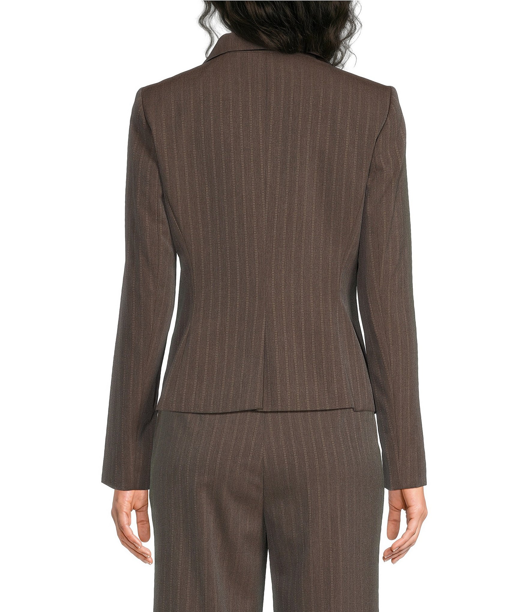 DKNY by Donna Karan Pinstripe Two Button Notch Collar Jacket