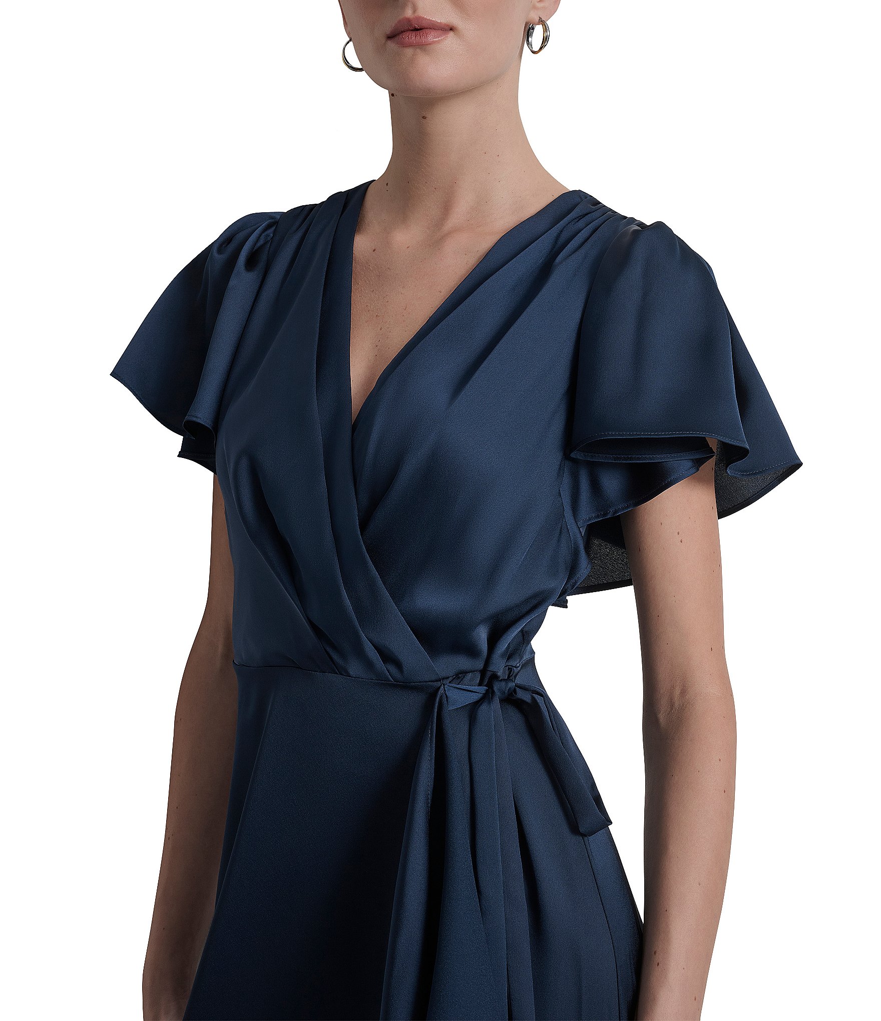DKNY by Donna Karan Short Sleeve Faux Wrap Midi Dress