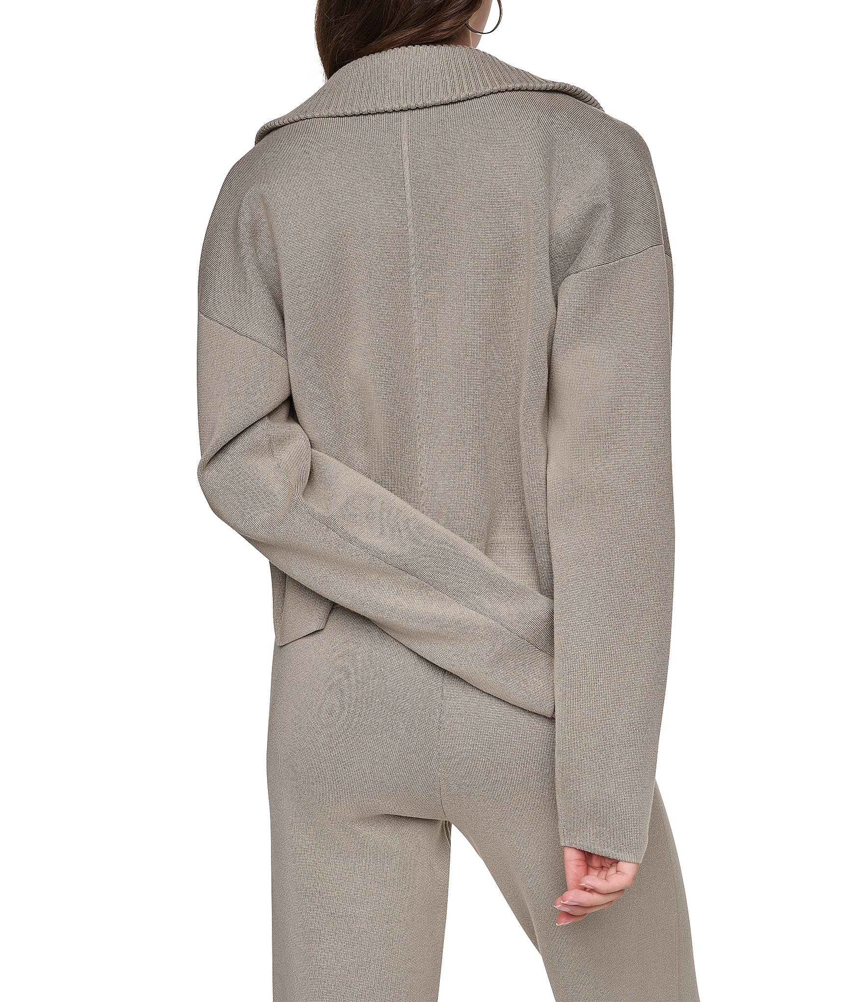 DKNY by Donna Karan Sweater Band Collar Long Sleeves Front Zipper Coordinating Jacket