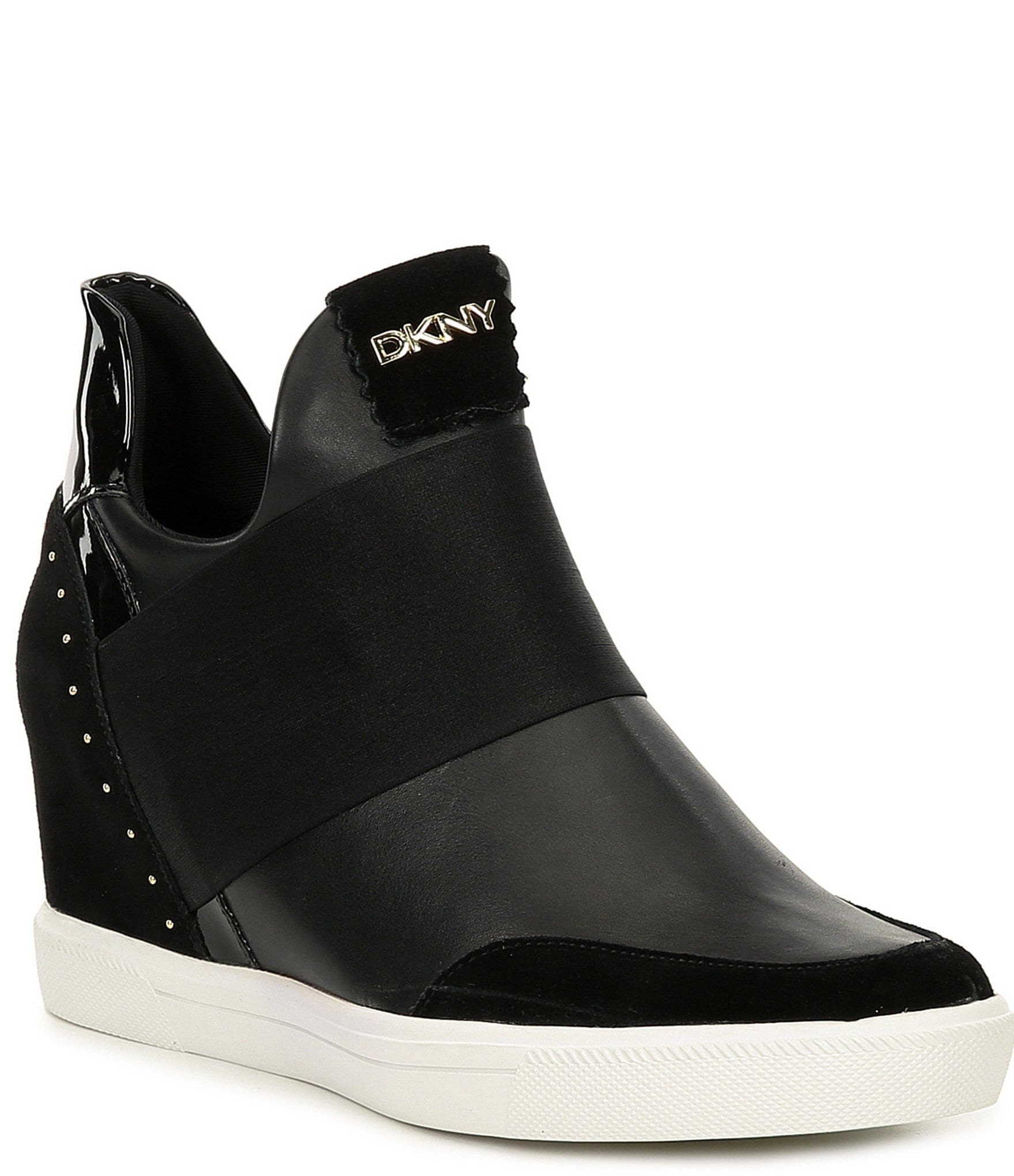 prioritet dyb Ondartet tumor DKNY Cailin Leather and Suede Wedge Sneakers | Dillard's