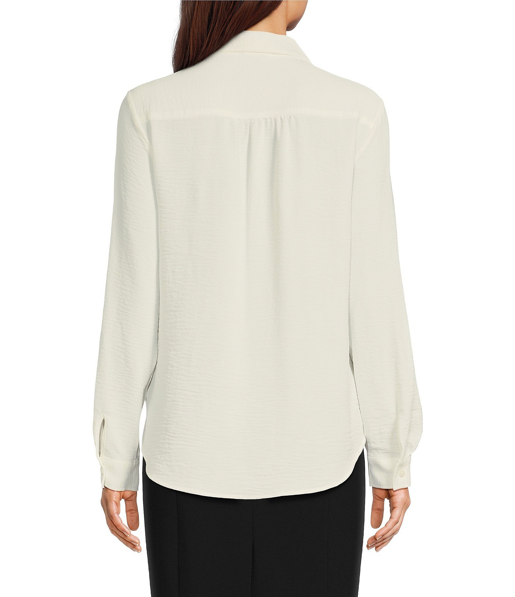 DKNY by Donna Karan Collared Neckline Long Roll Tab Sleeve Button Down Shirt