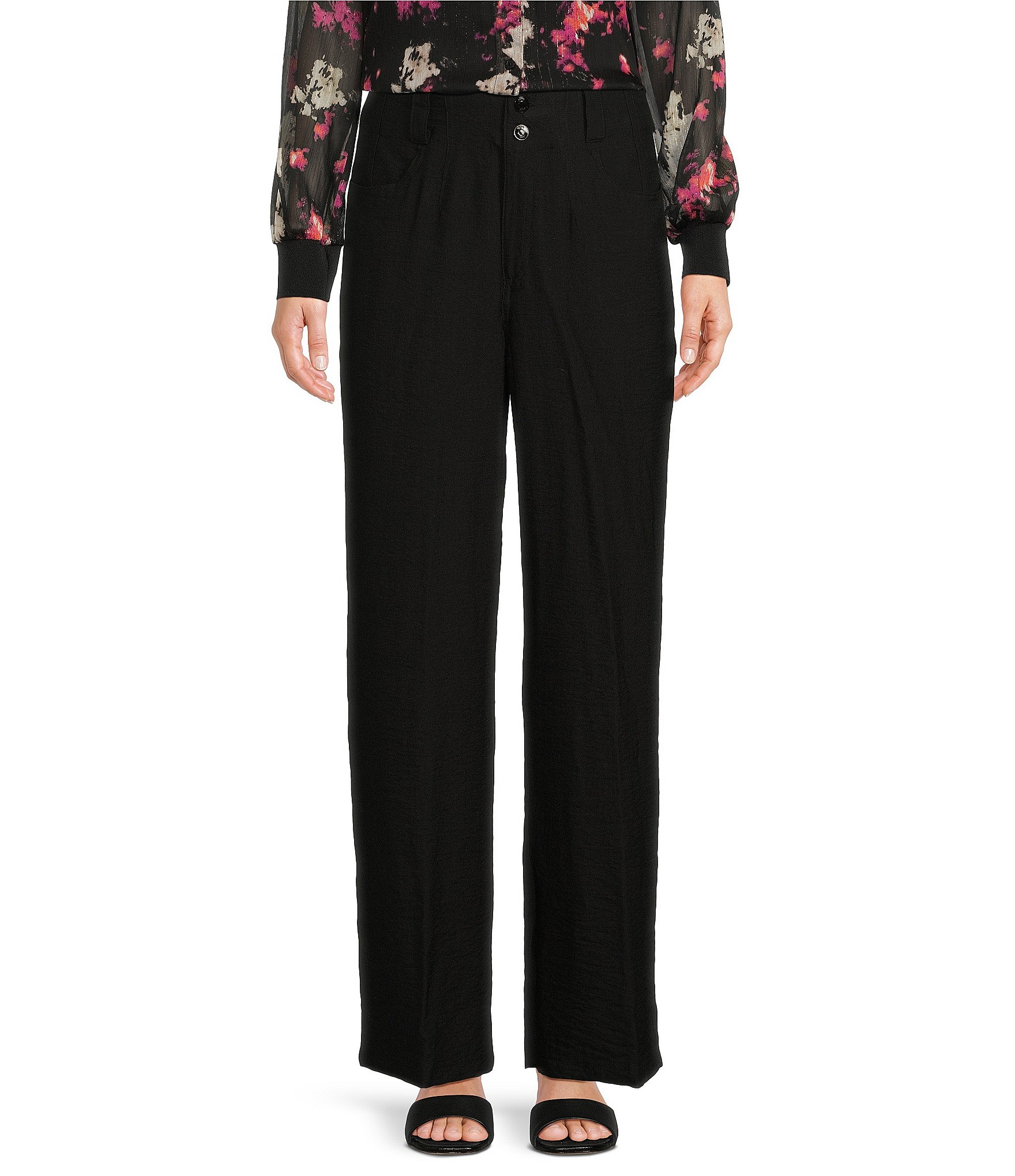 DKNY by Donna Karan Crinkle Dressing Straight Leg Pant