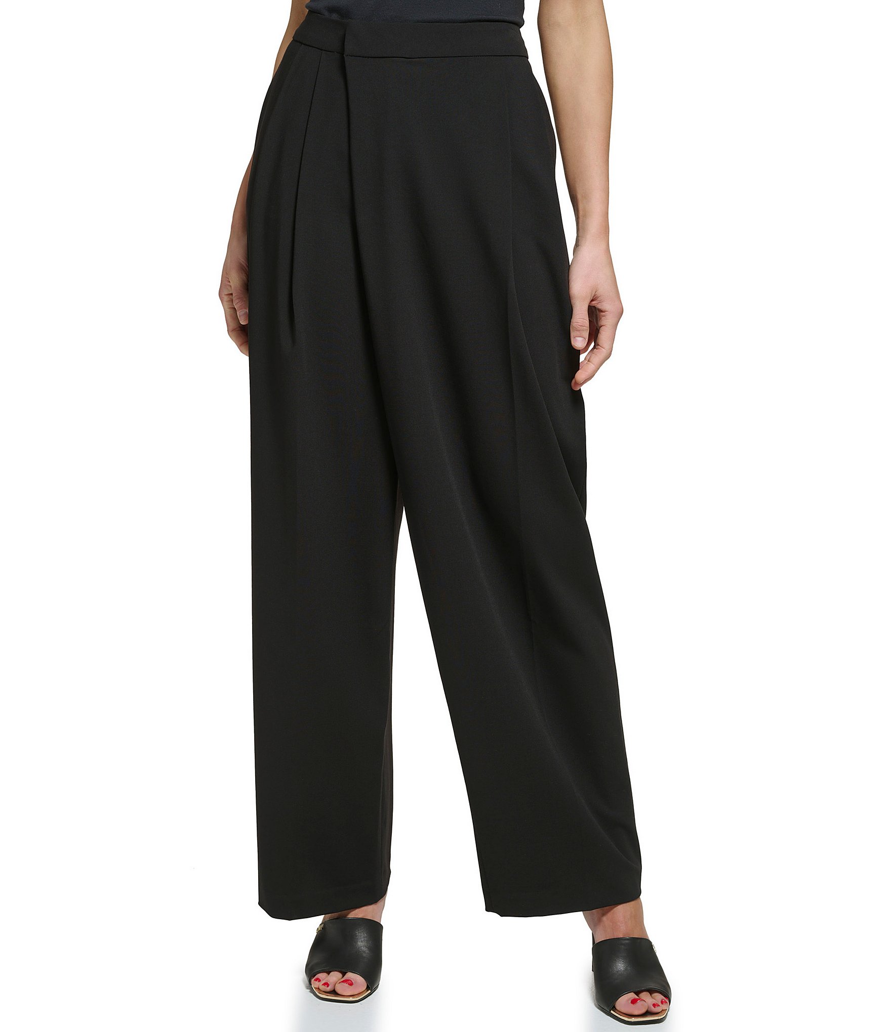 DKNY Crossover Pleated Front Relaxed Trousers | Dillard's