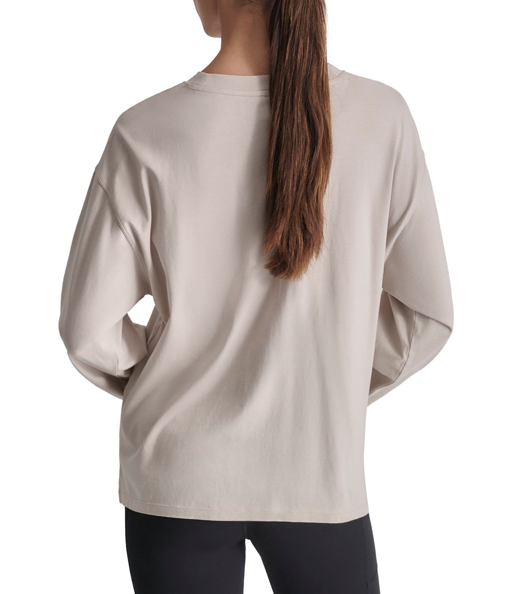 DKNY by Donna Karan Drop Shoulder Crew Neck Long Sleeve Pullover