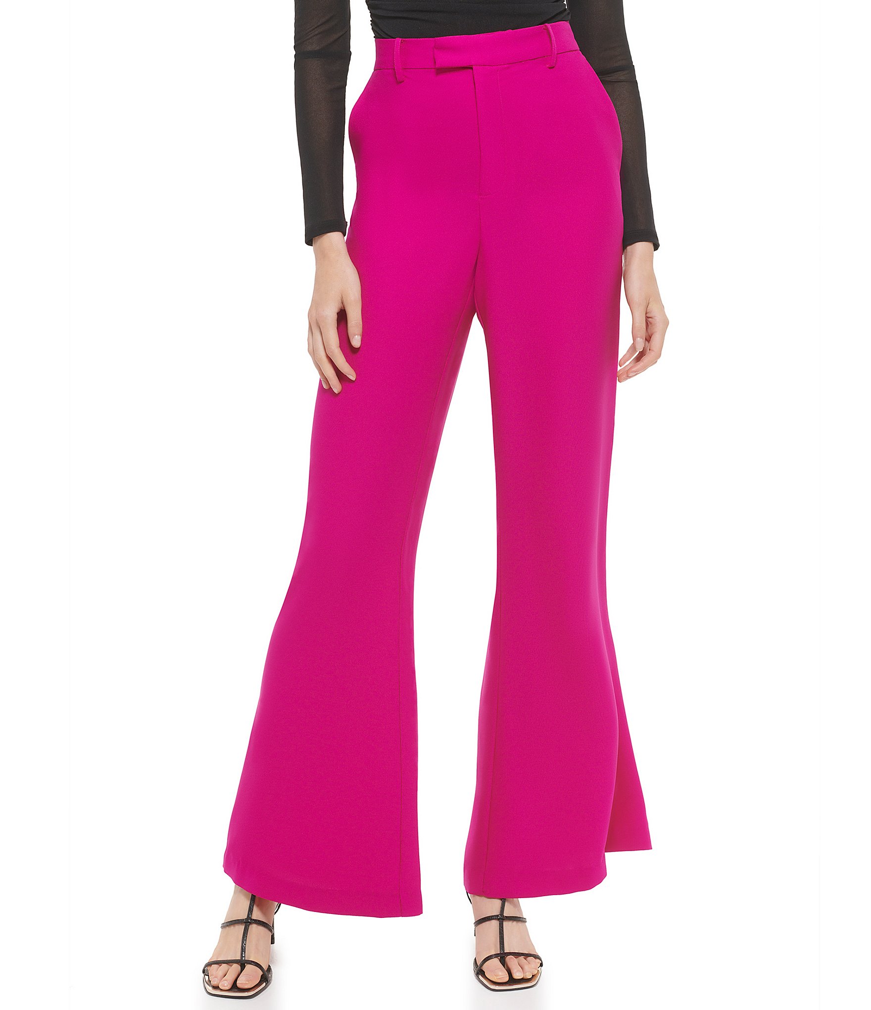 DKNY Flared Leg Satin Trouser Pants | Dillard's