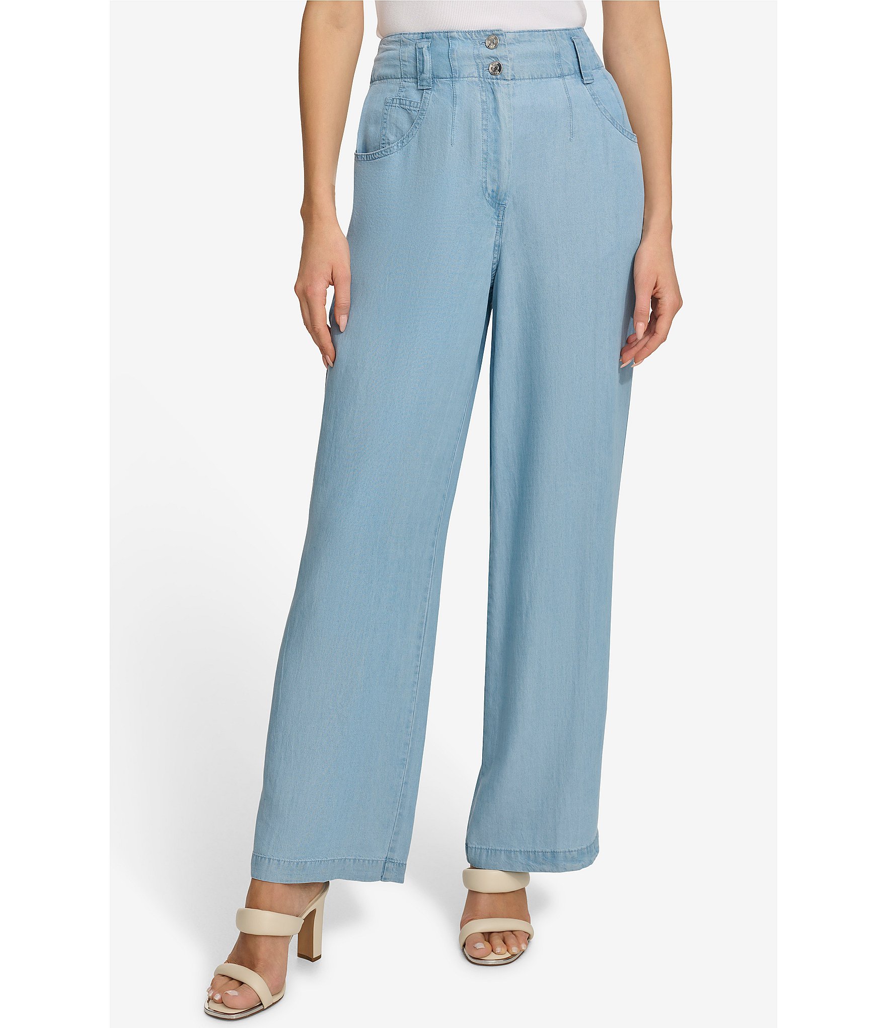 DKNY High Waist Wide Leg Tencel Trousers | Dillard's