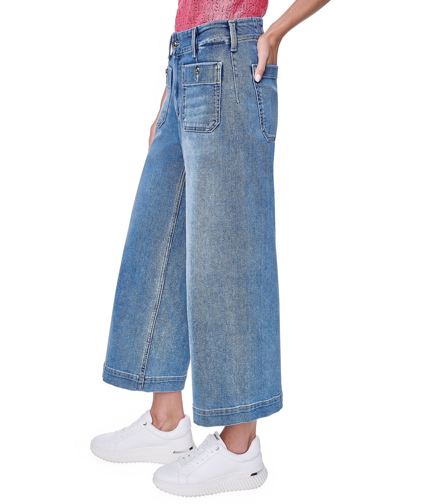 DKNY Jeans by Donna Karan Denim High Rise Wide Leg Cropped Jeans