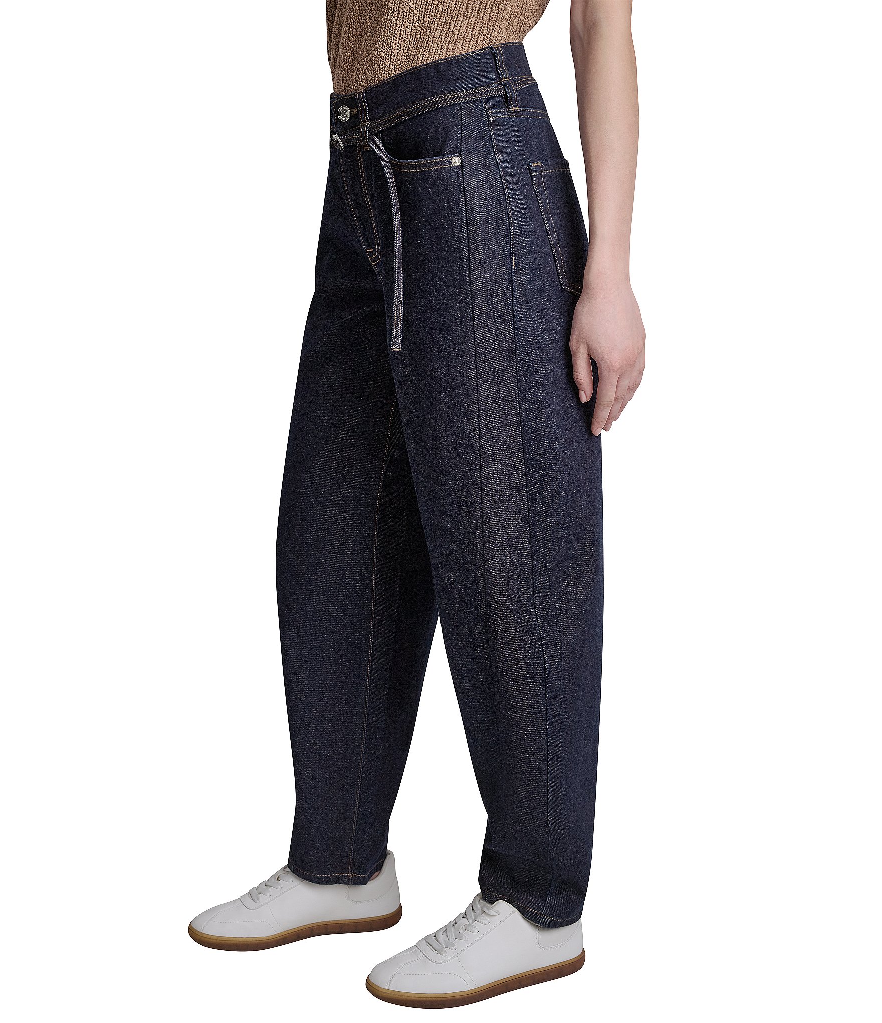 DKNY Jeans by Donna Karan Mid Rise Barrel Self-Tie Belt Jeans