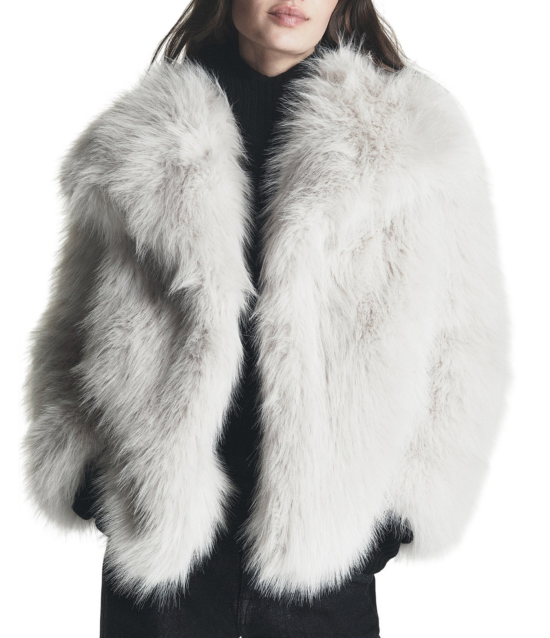 DKNY Jeans by Donna Karan Shawl Neck Faux Fur Jacket