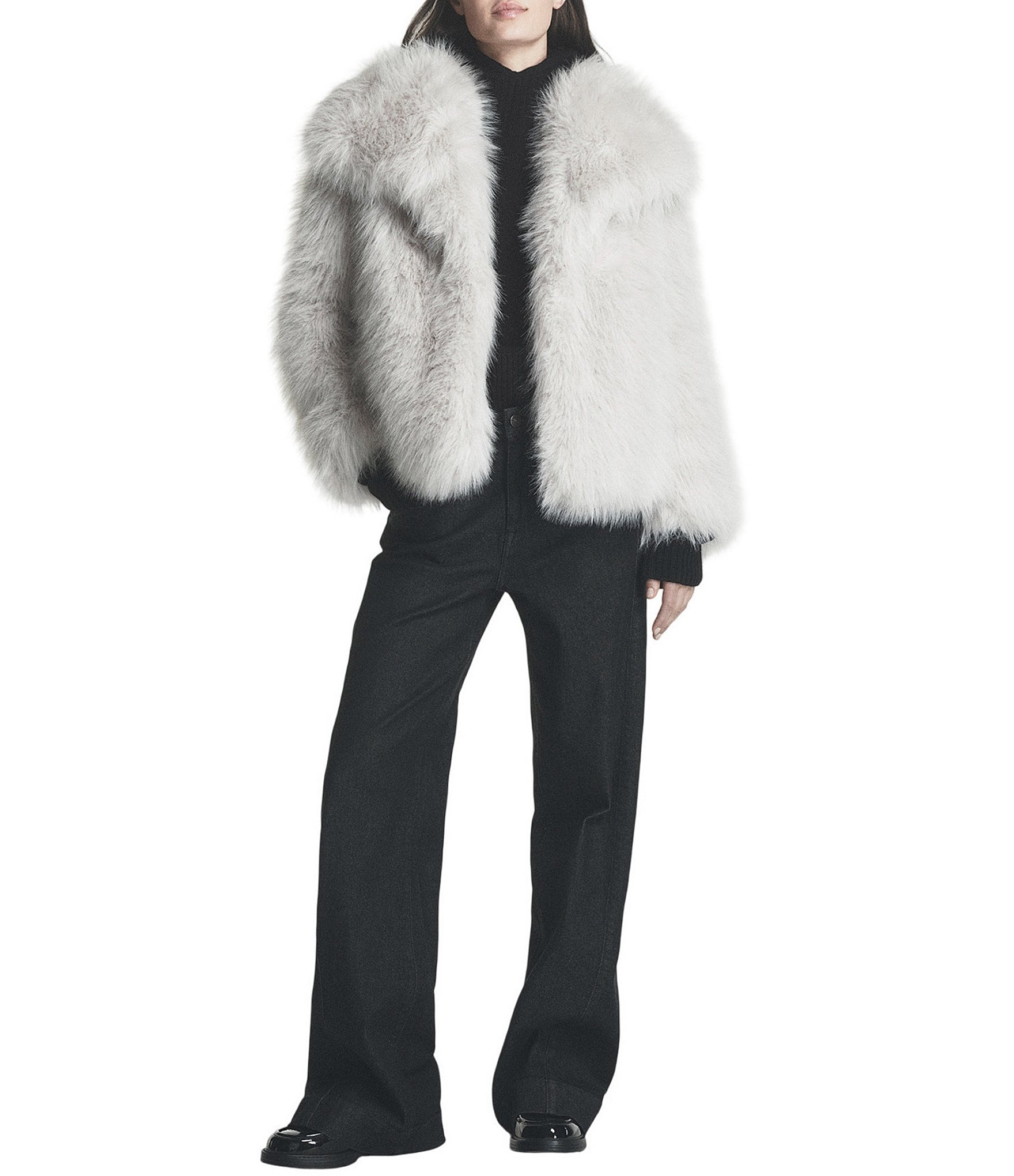 DKNY Jeans by Donna Karan Shawl Neck Faux Fur Jacket