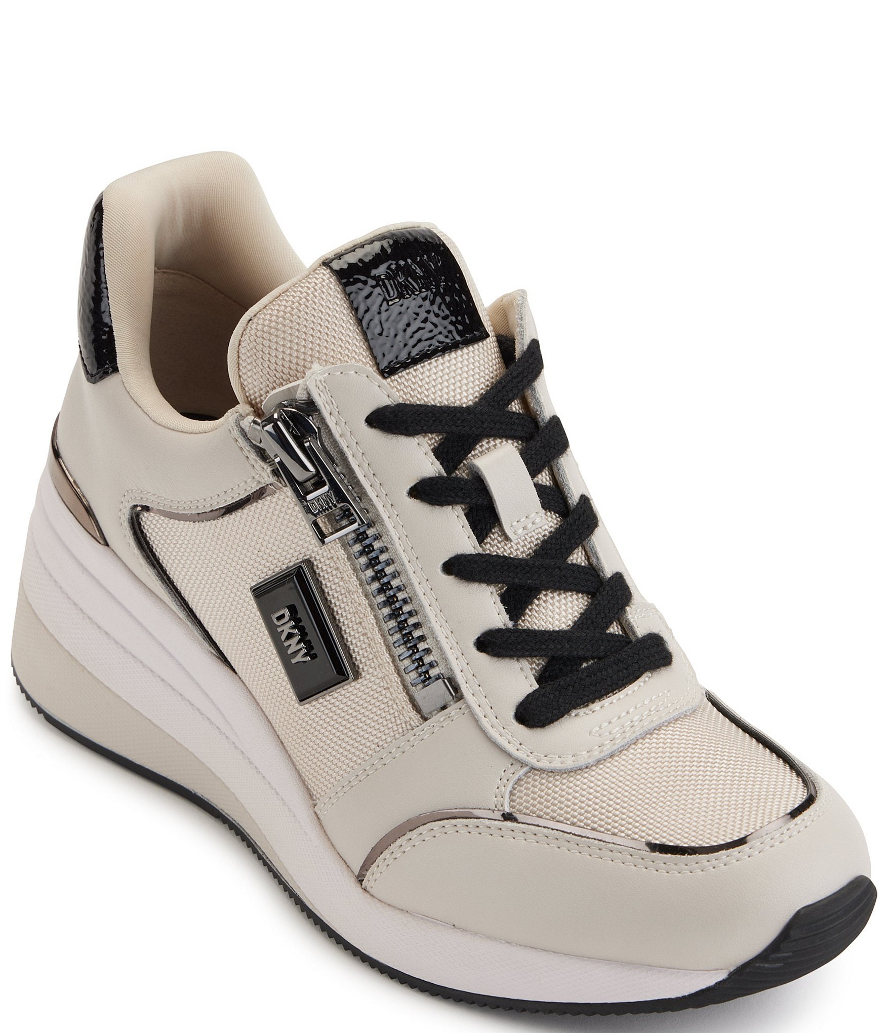 DKNY Kai Leather Lace Up Wedge Sneakers | Dillard's