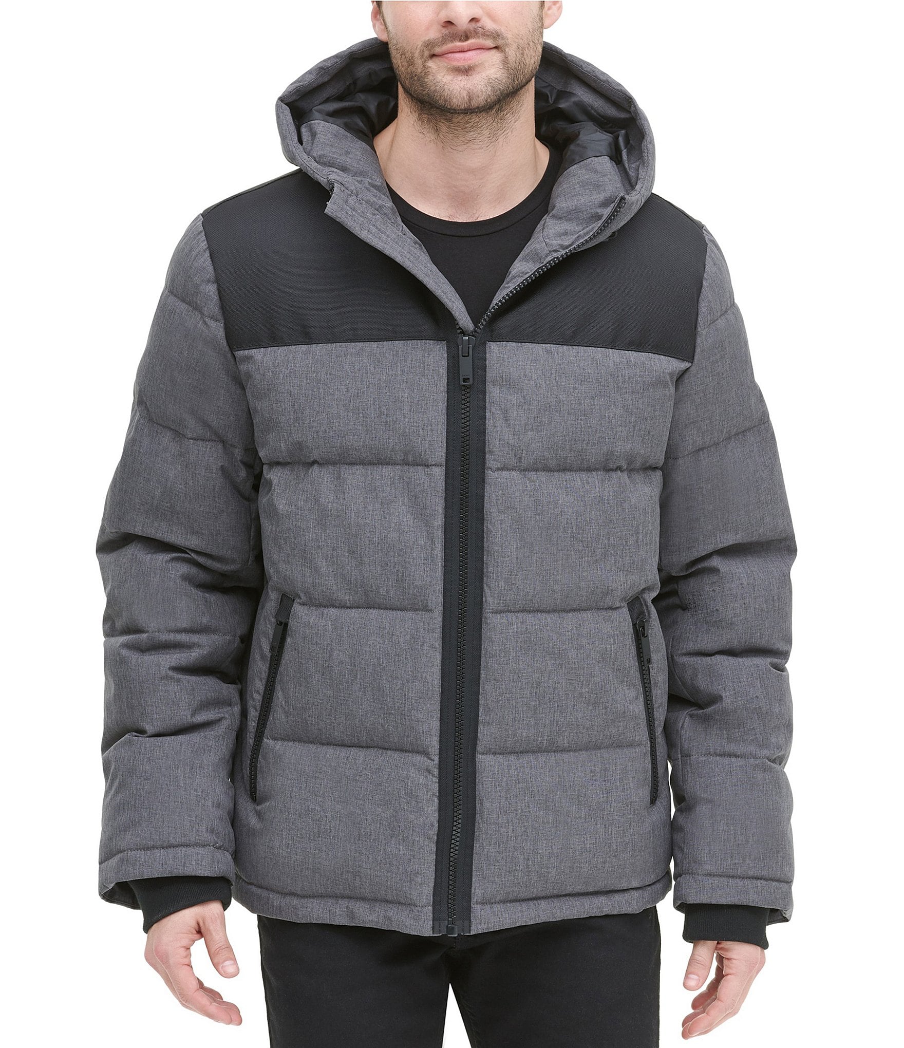 DKNY Mixed-Media Quilted Full-Zip Hooded Snow Ski Jacket | Dillard's