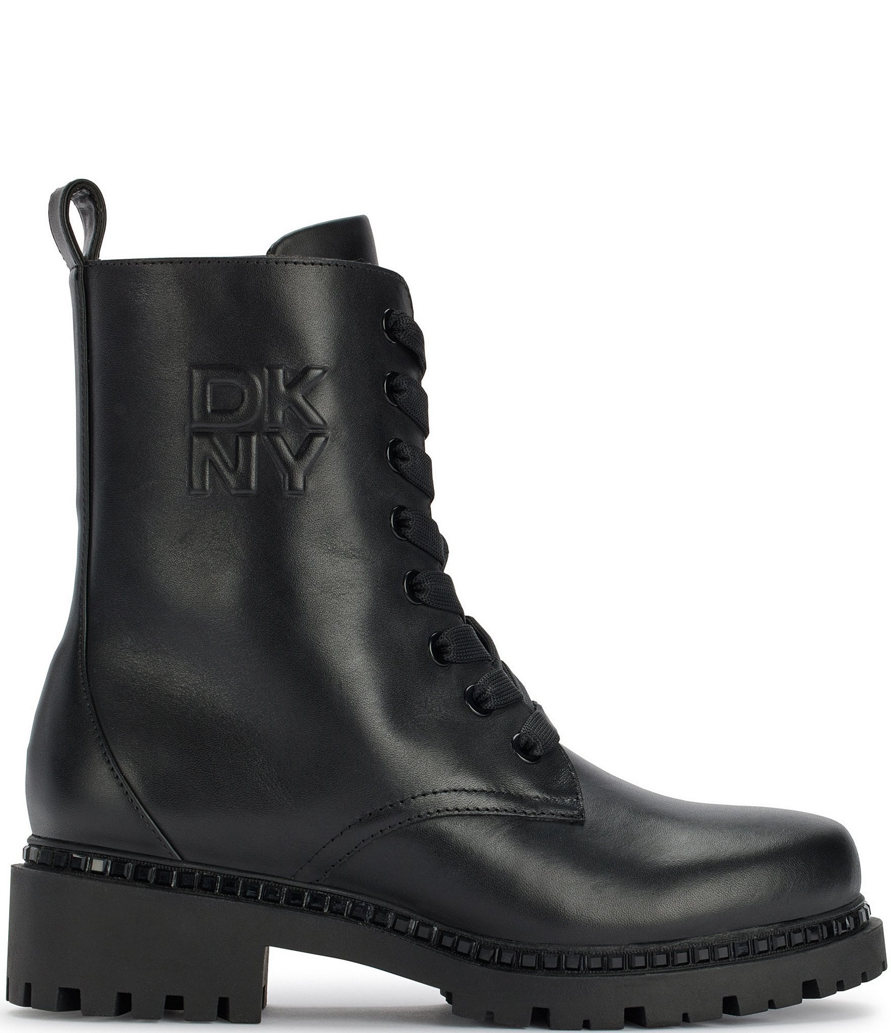 DKNY by Donna Karan Rommily Leather Lace Up Combat Boots