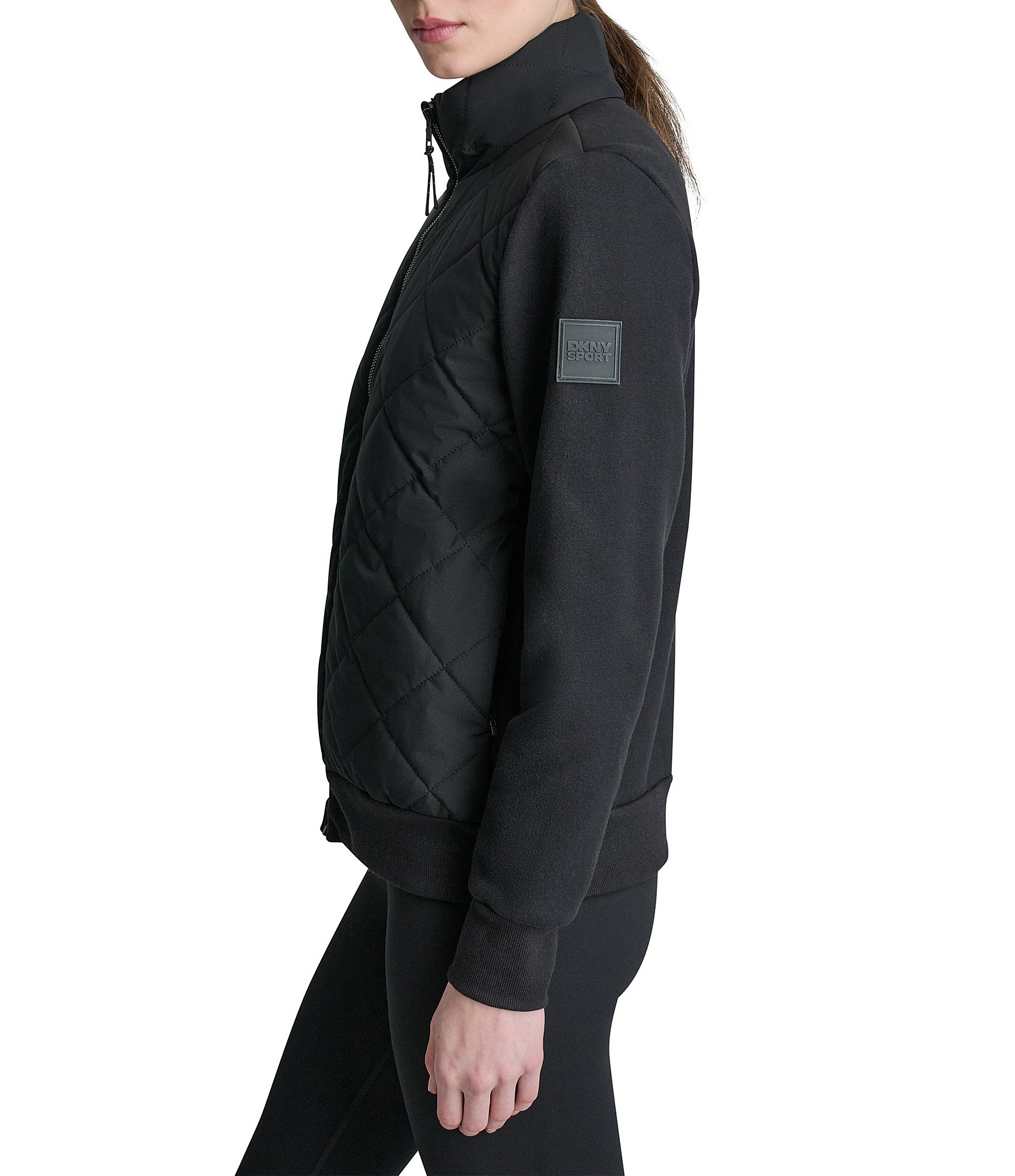 DKNY Sport by Donna Karan Lightweight Hybrid Mock Neck Full Zip Jacket