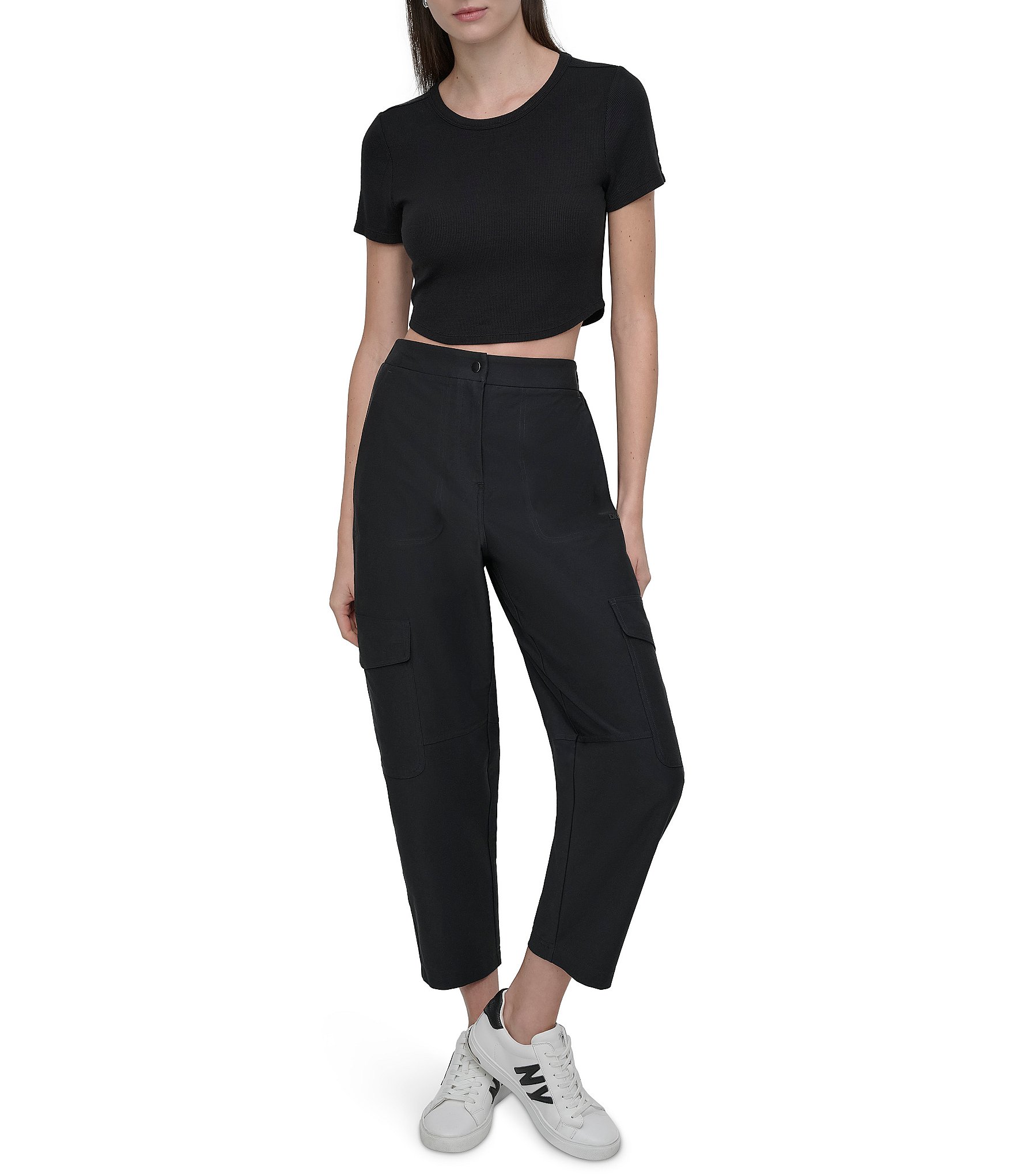 DKNY Sport by Donna Karen Knit Canvas Cargo Ankle Pant