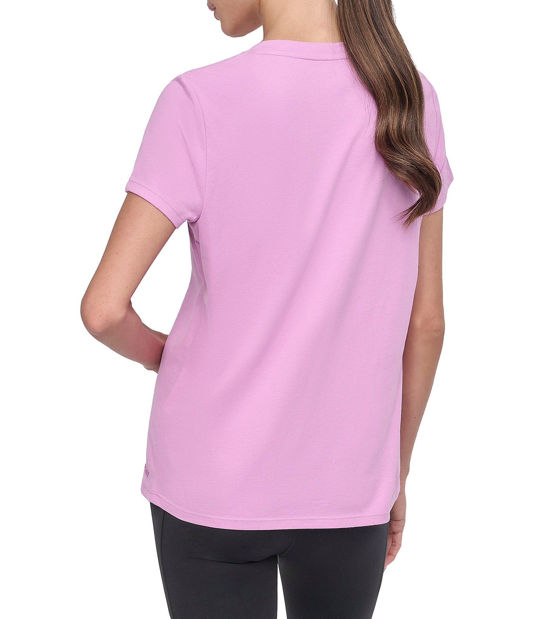 DKNY Sport by Donna Karen Solid V-Neck Short Sleeve Tee