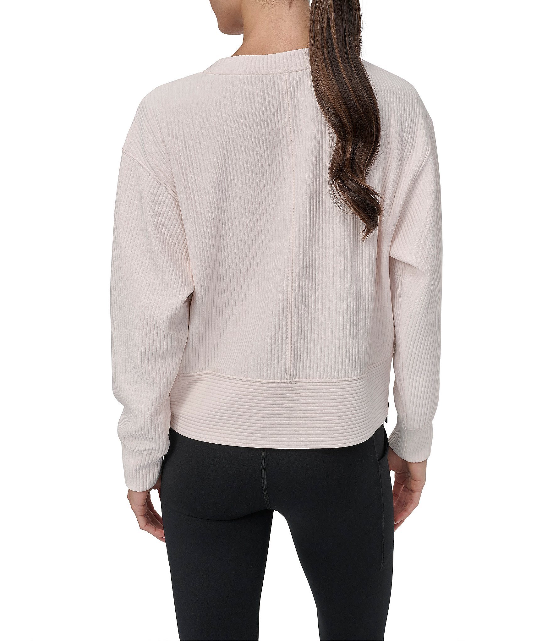 DKNY Sport by Donna Karen Tech Ottoman Crew Neck Long Sleeve Side Zipper Pullover