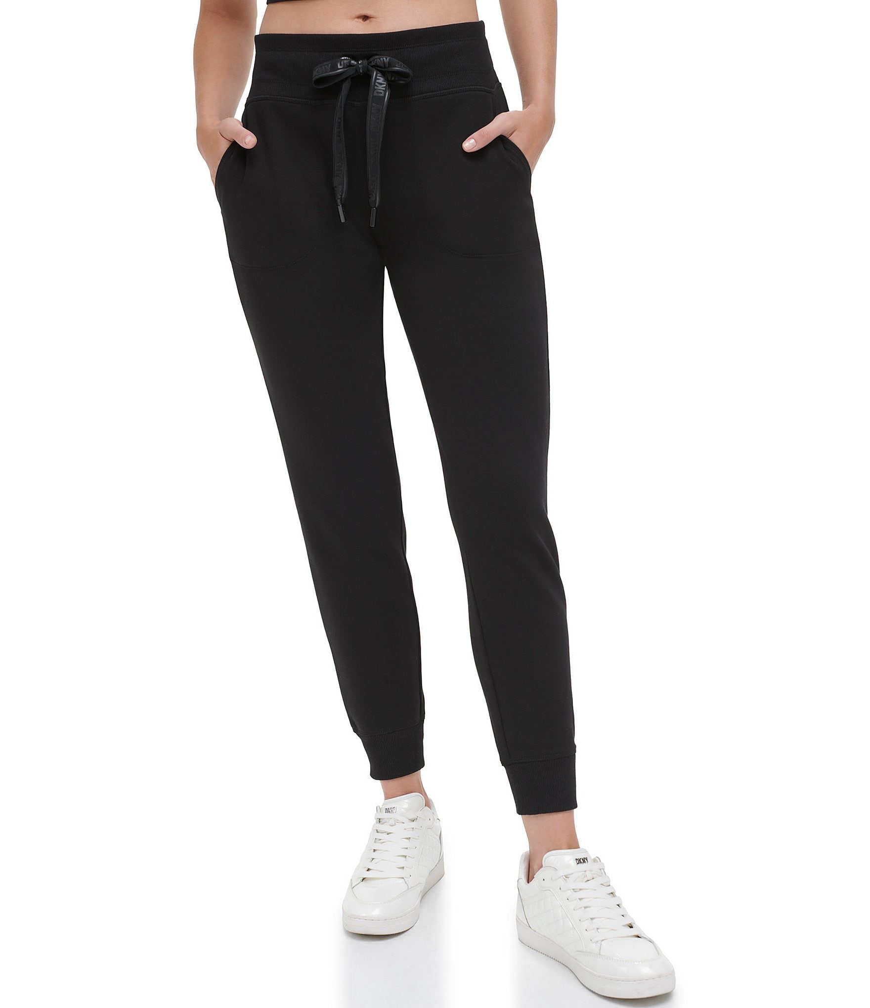 DKNY Sport Womens Black Sweatpants Fitness Zipper Hem Jogger Work Pants  Athletic