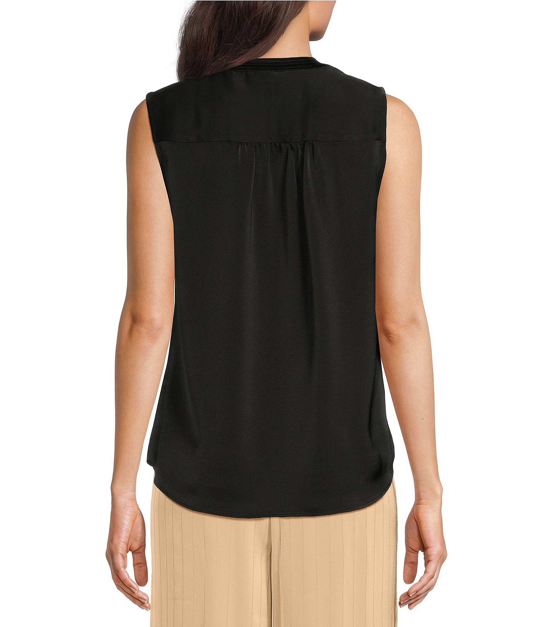 DKNY by Donna Karan Sueded Satin V-Neck Sleeveless Tank