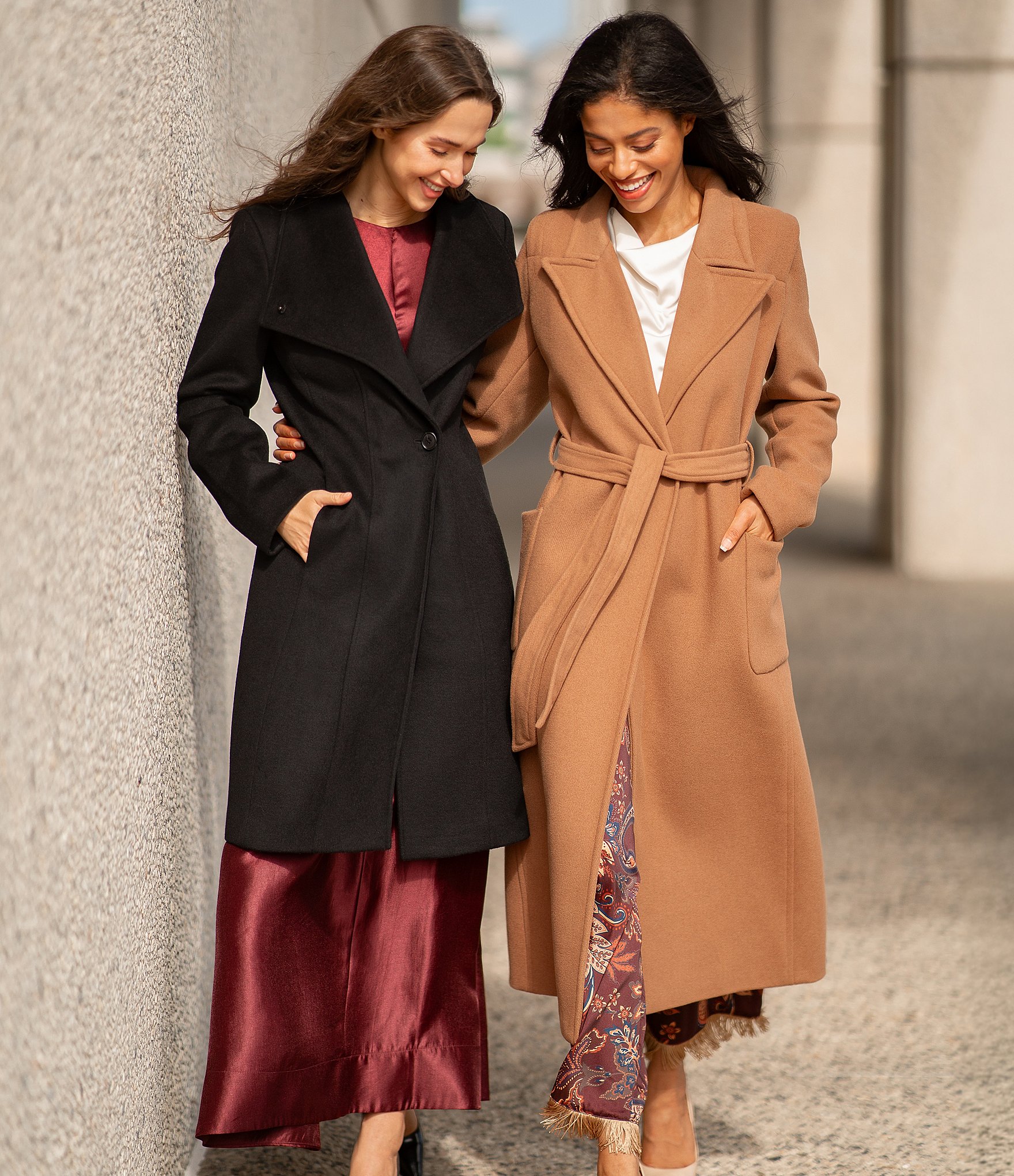 DKNY Wool Blend Asymmetrical Neck Trim Button Front Single Breasted Coat