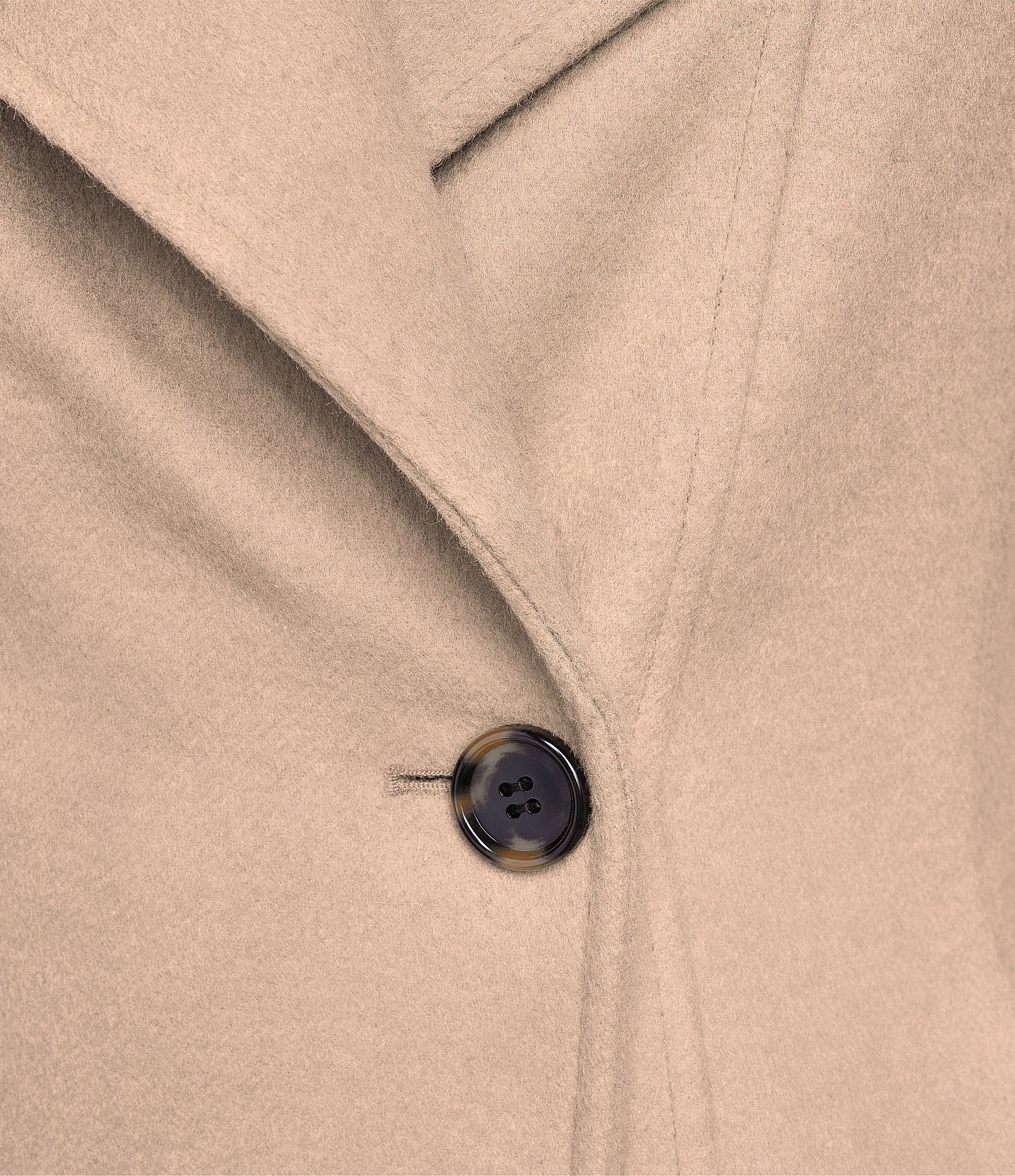 DKNY Wool Blend Asymmetrical Neck Trim Button Front Single Breasted Coat