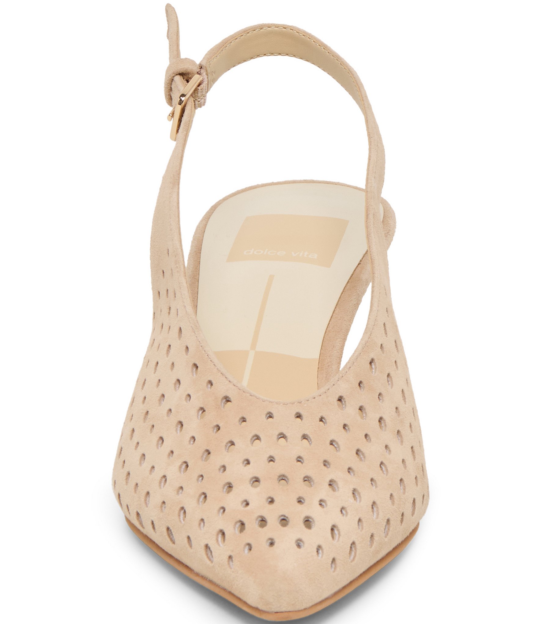 Dolce Vita Alenna Perforated Suede Kitten Heel Slingback Pumps