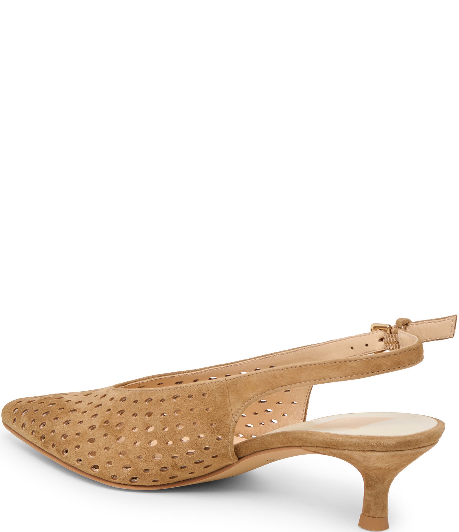 Dolce Vita Alenna Perforated Suede Kitten Heel Slingback Pumps
