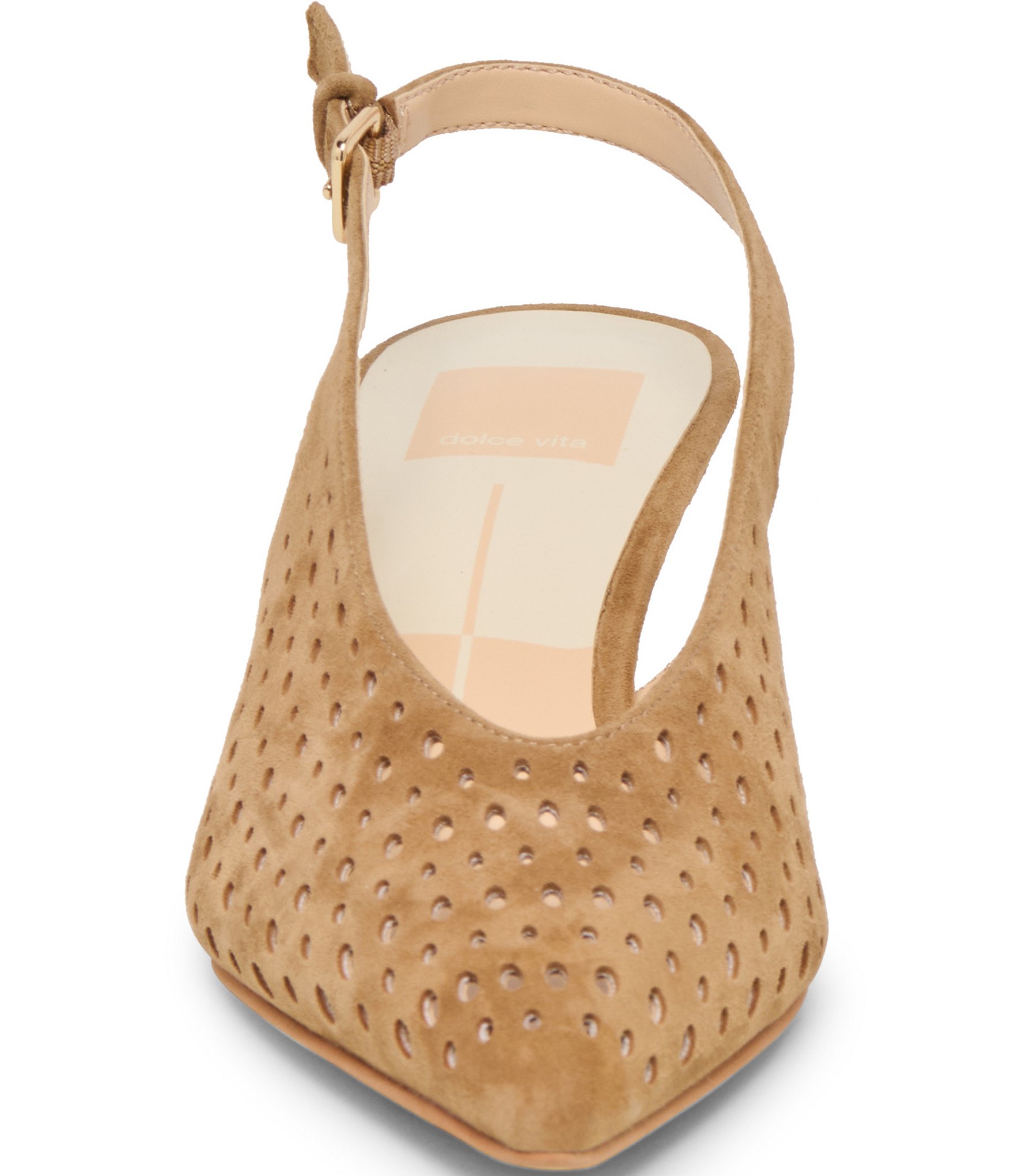 Dolce Vita Alenna Perforated Suede Kitten Heel Slingback Pumps