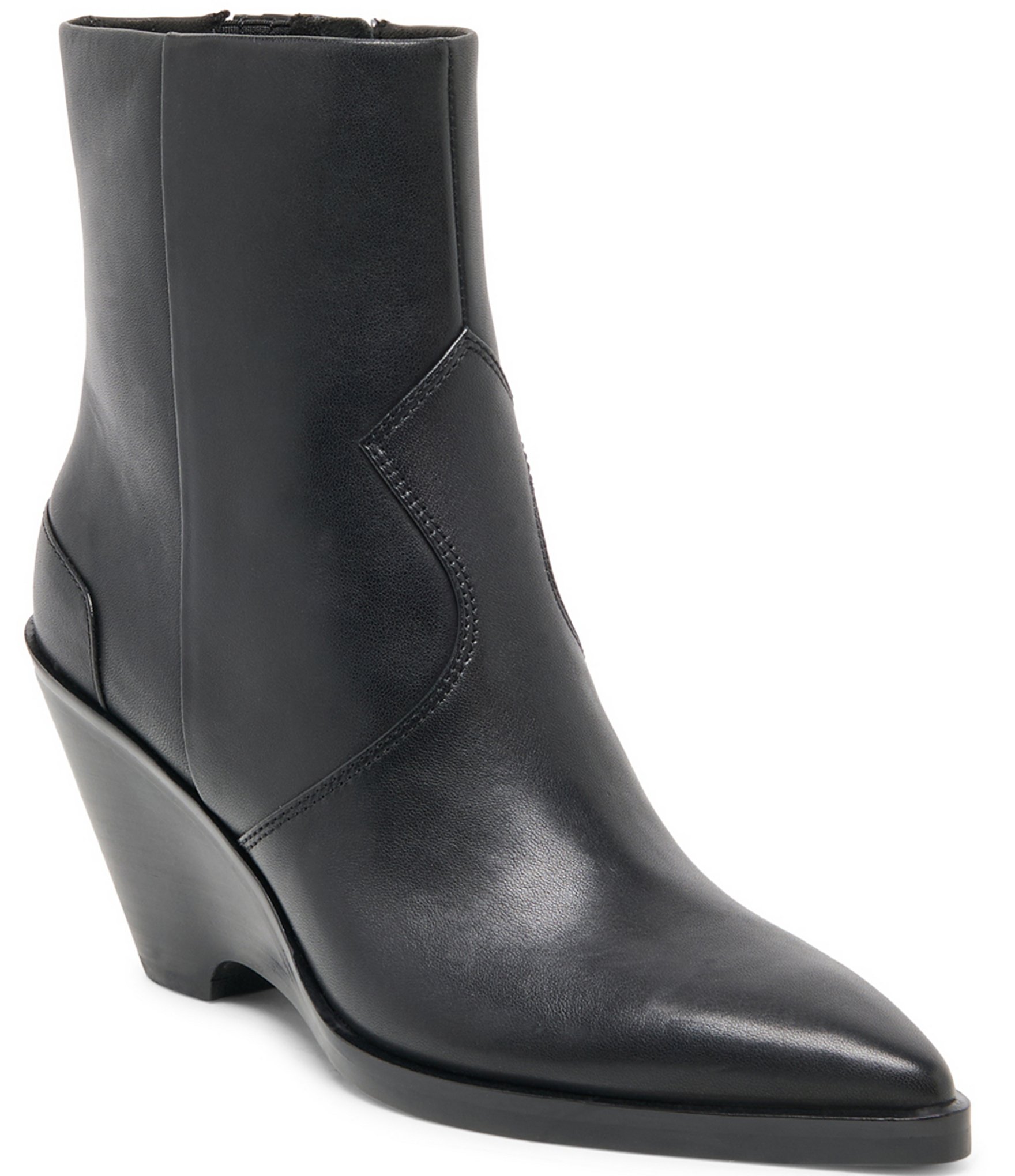 Dolce Vita Ashtin Leather Western Inspired Wedge Booties