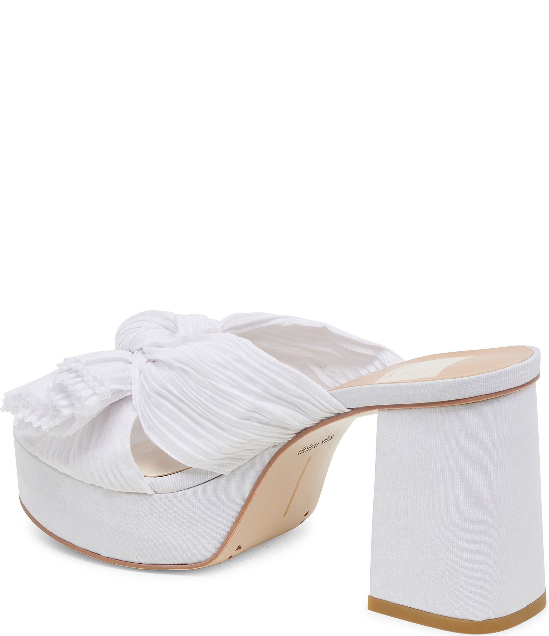 Dolce Vita Blare Pleated Fabric Bow Platform Block Heel Dress Sandals