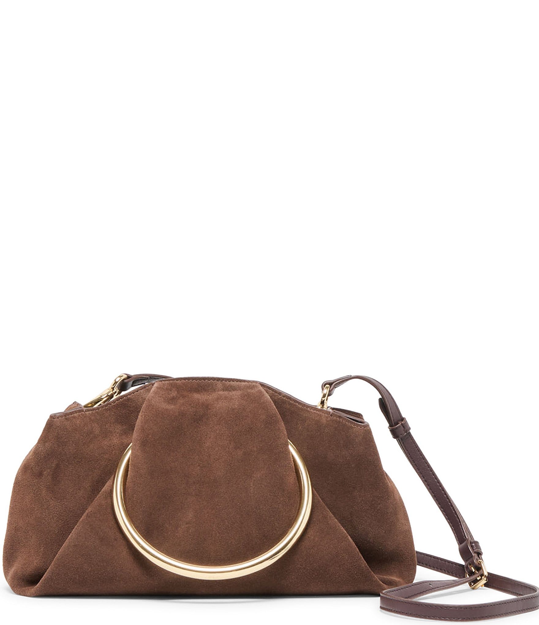 Dolce Vita Channing Suede Pleated O Ring Clutch