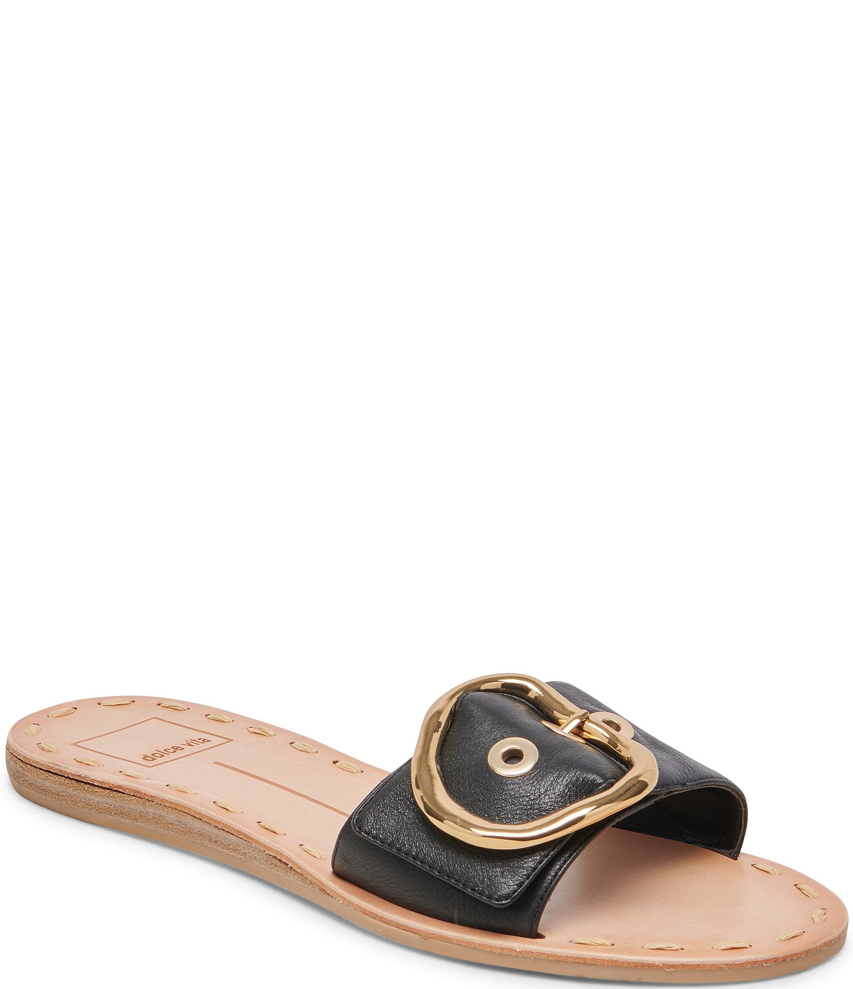 CHAVI WIDE SANDALS BLACK LEATHER – Dolce Vita