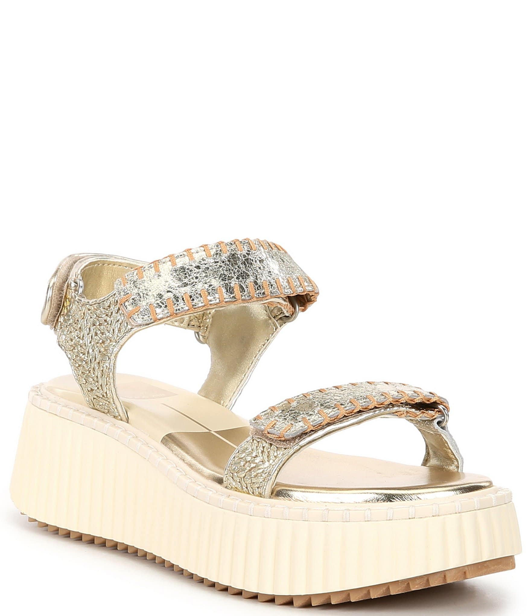 Dolce Vita Debra Metallic Leather Platform Adjustable Sandals