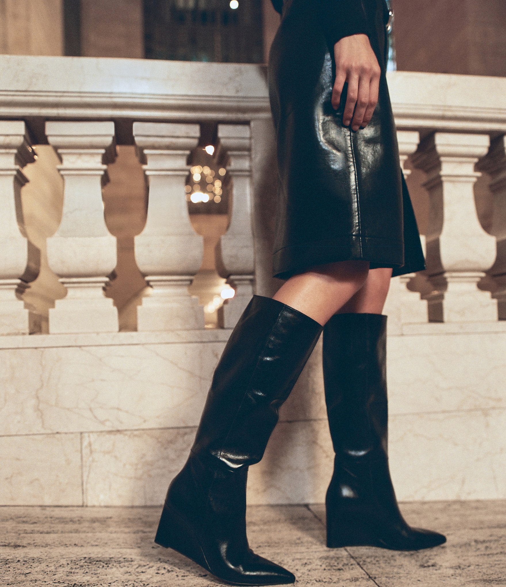 Dolce Vita Emila Leather Tall Wedge Boots