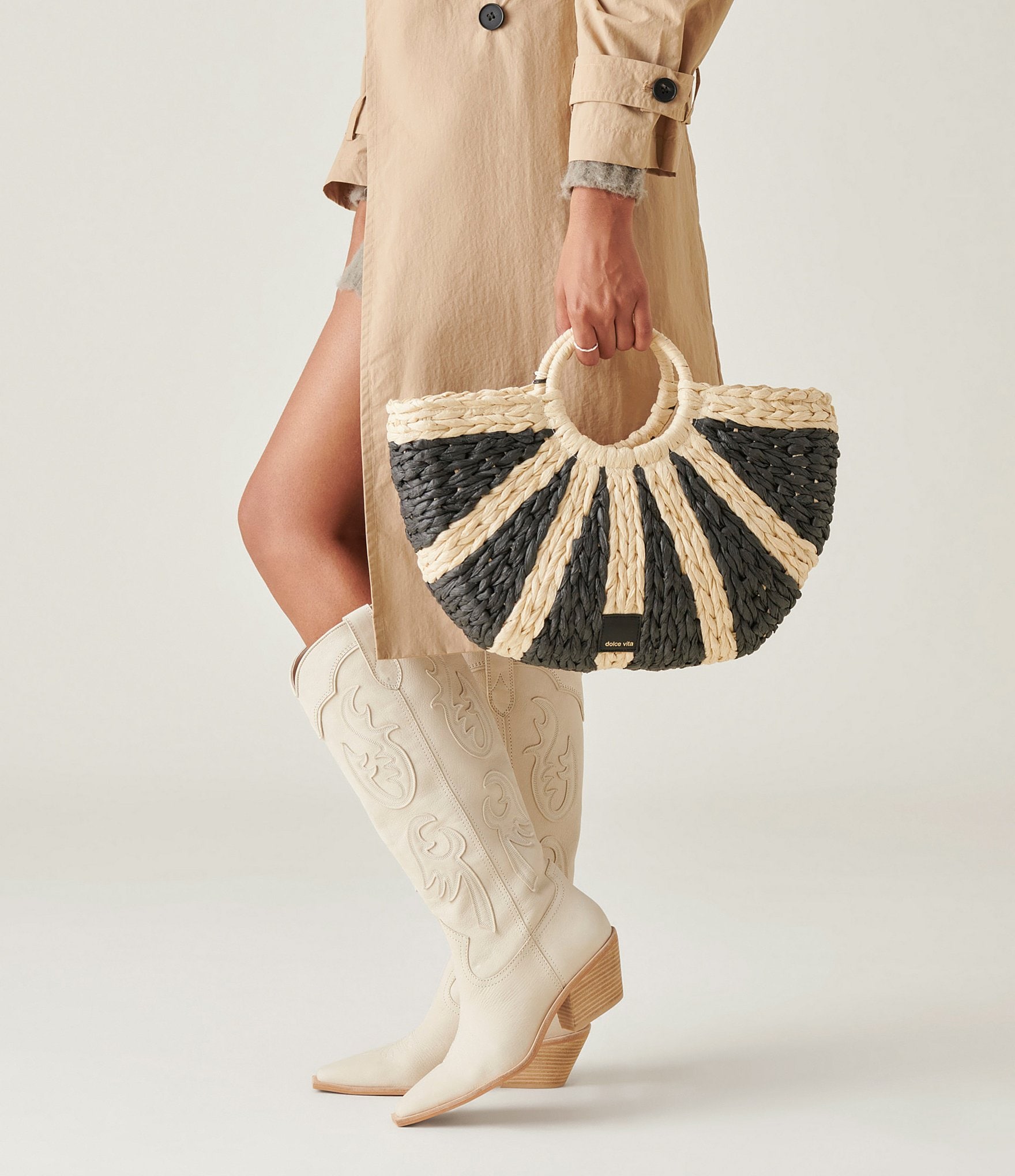 Dolce Vita Estelle Raffia Shopper Tote Bag