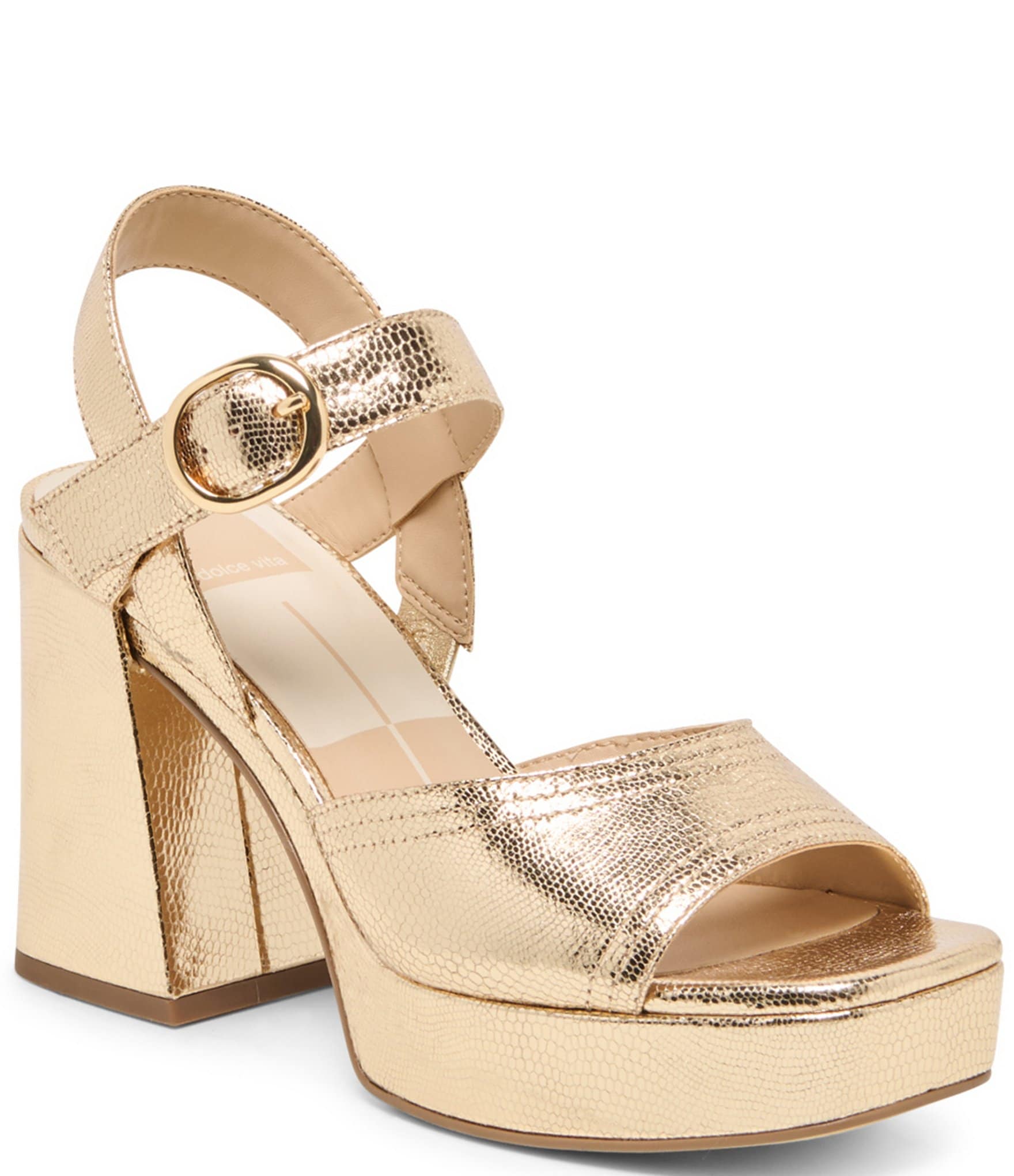 Dolce Vita Fatima Metallic Leather Ankle Strap Platform Dress Sandals