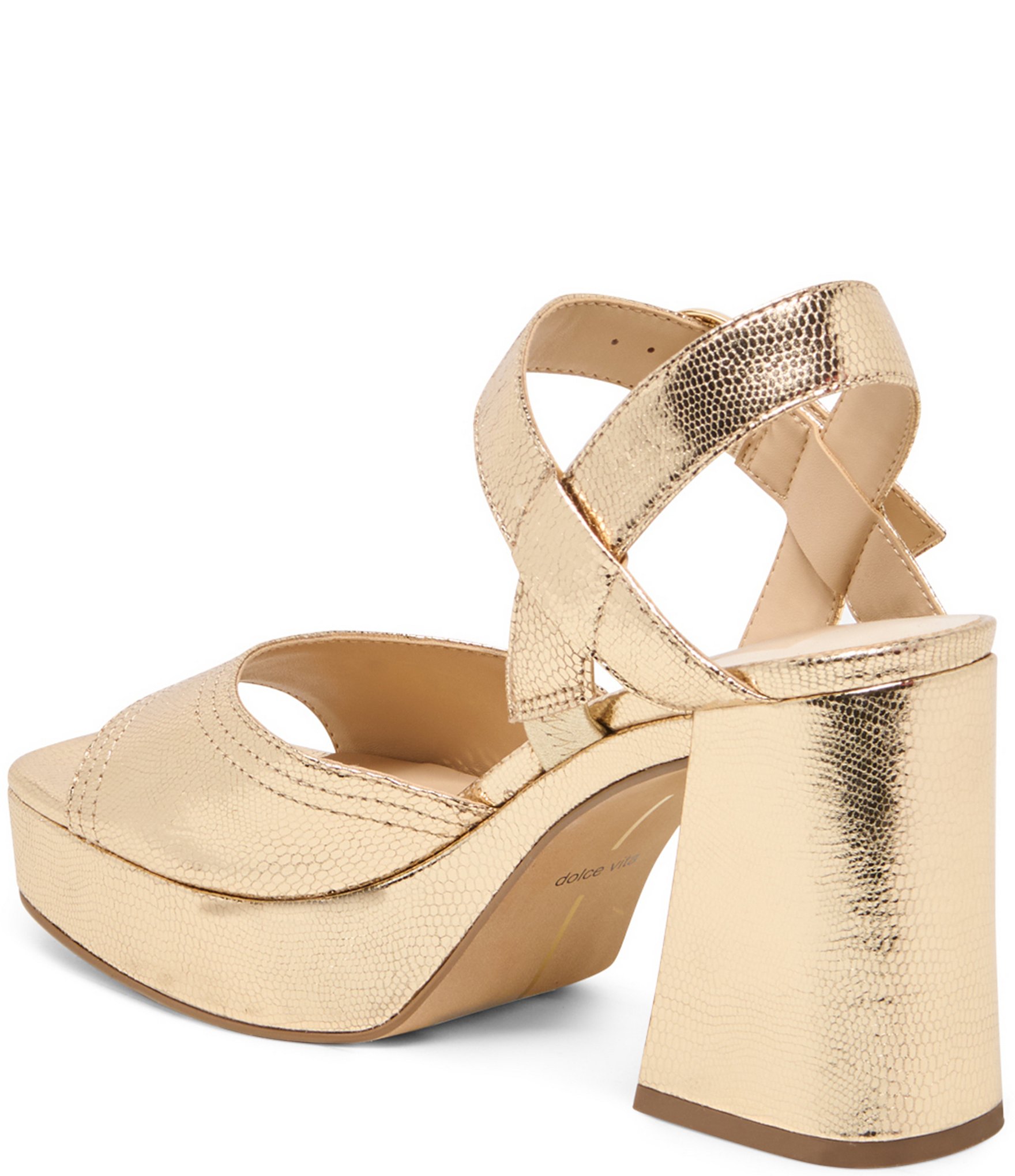 Dolce Vita Fatima Metallic Leather Ankle Strap Platform Dress Sandals