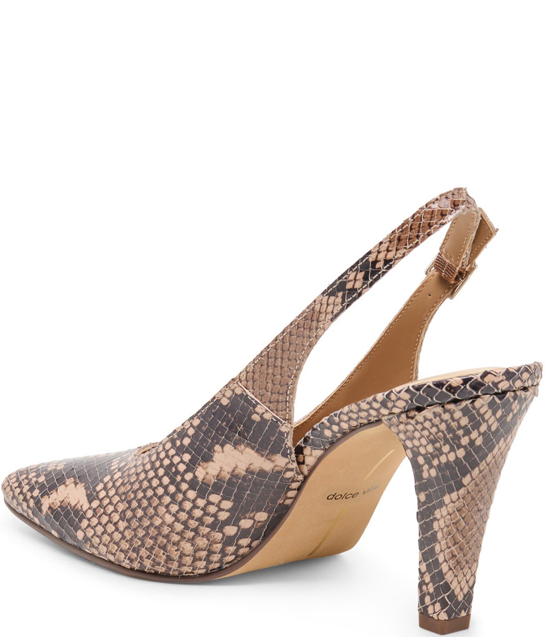 Dolce Vita Gessia Snake Print Embossed Leather Slingback Pumps