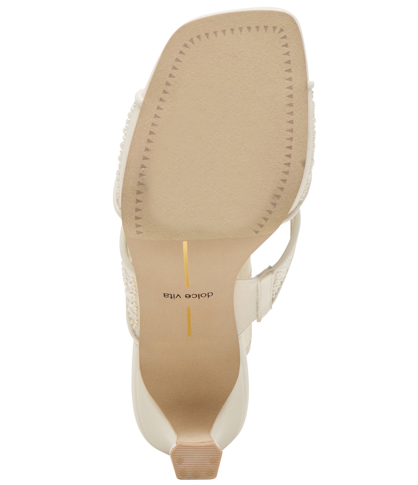 Dolce Vita Gitel Pearl Embellished Mesh Block Heel Dress Slide Sandals