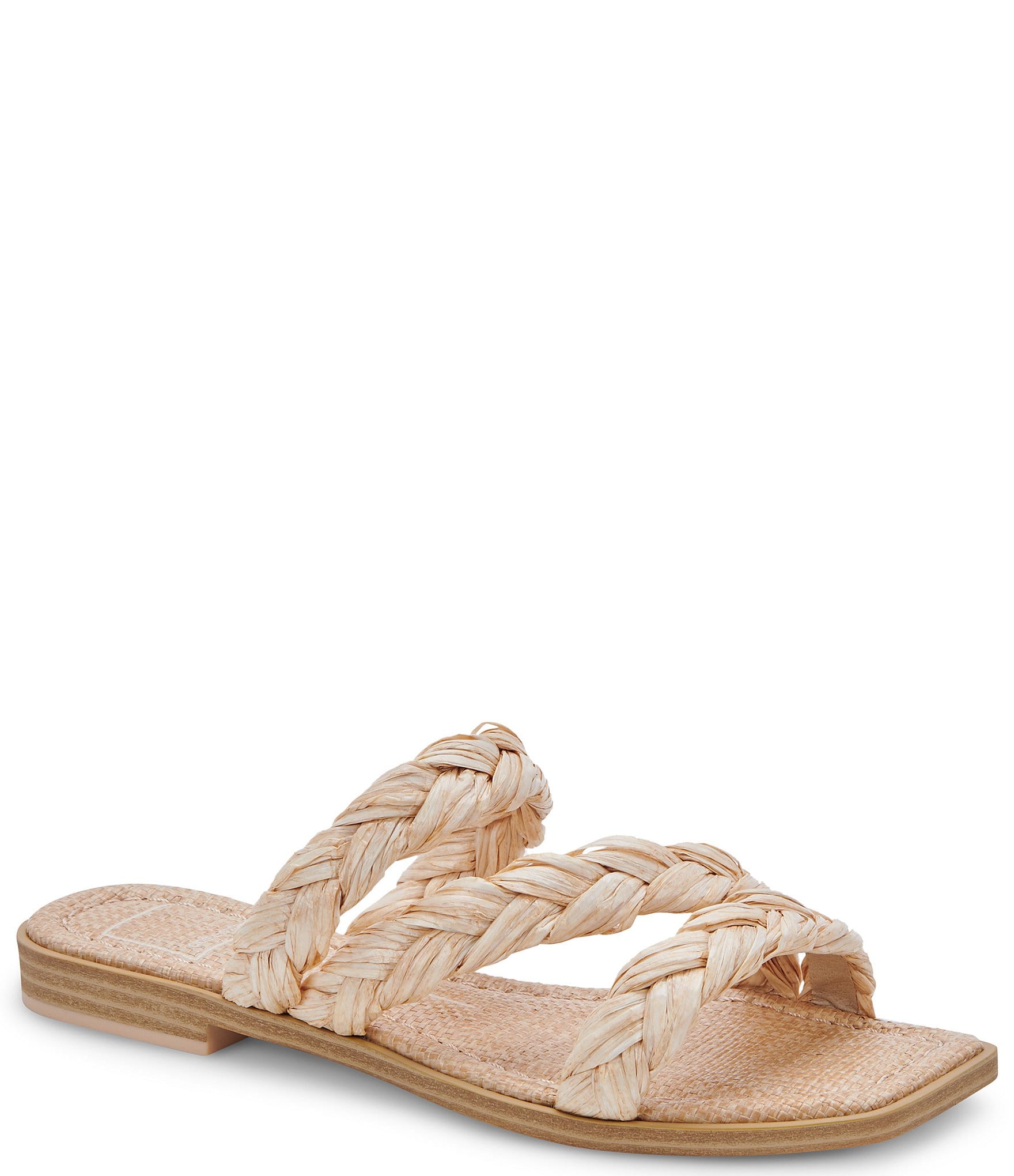Dolce Vita Iman Braided Raffia Flat Square Toe Slide Sandals | Dillard's