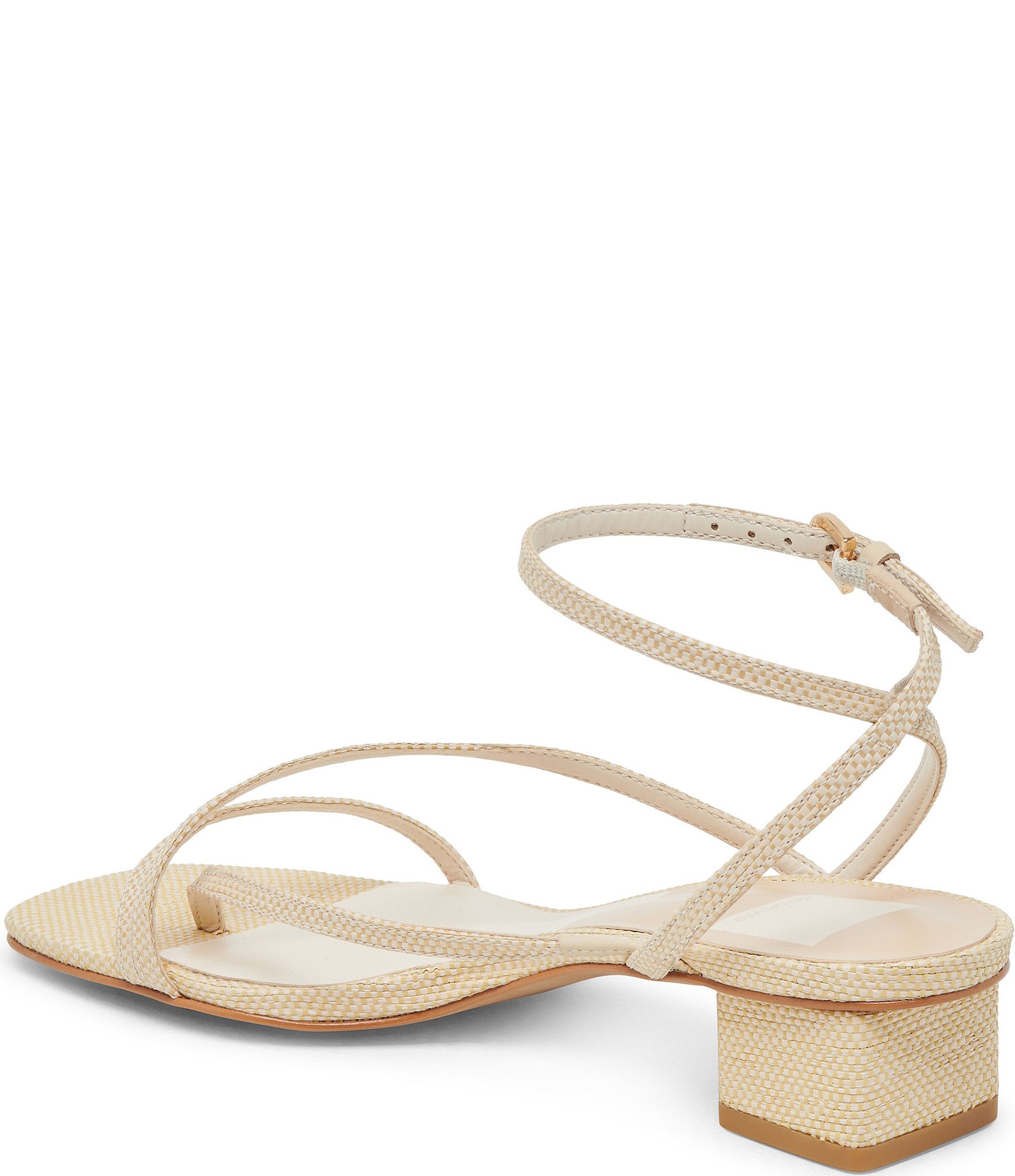 Dolce Vita Karlos Raffia Strappy Ankle Strap Block Heel Sandals