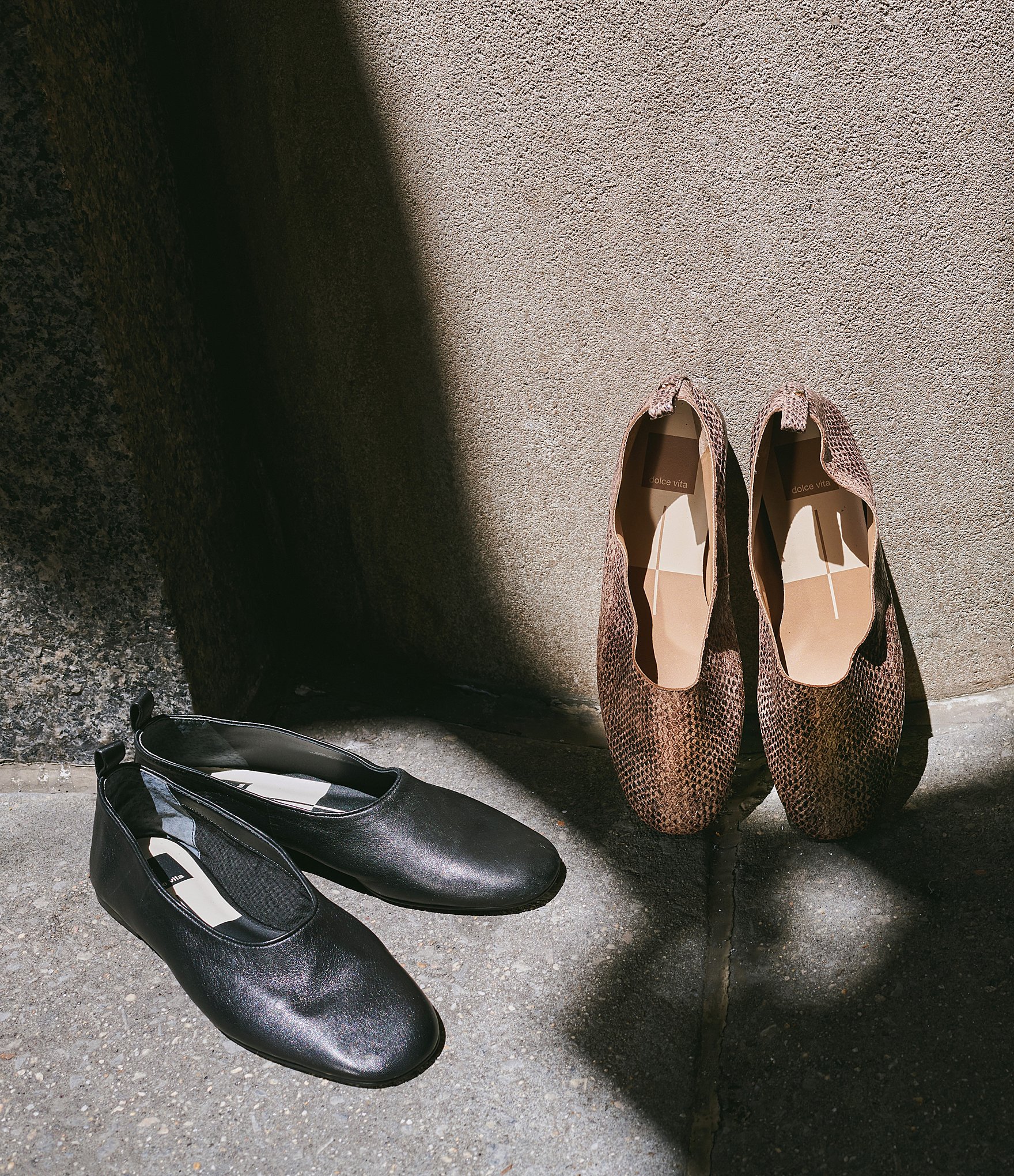 Dolce Vita Kory Snake Embossed Leather Ballet Flats