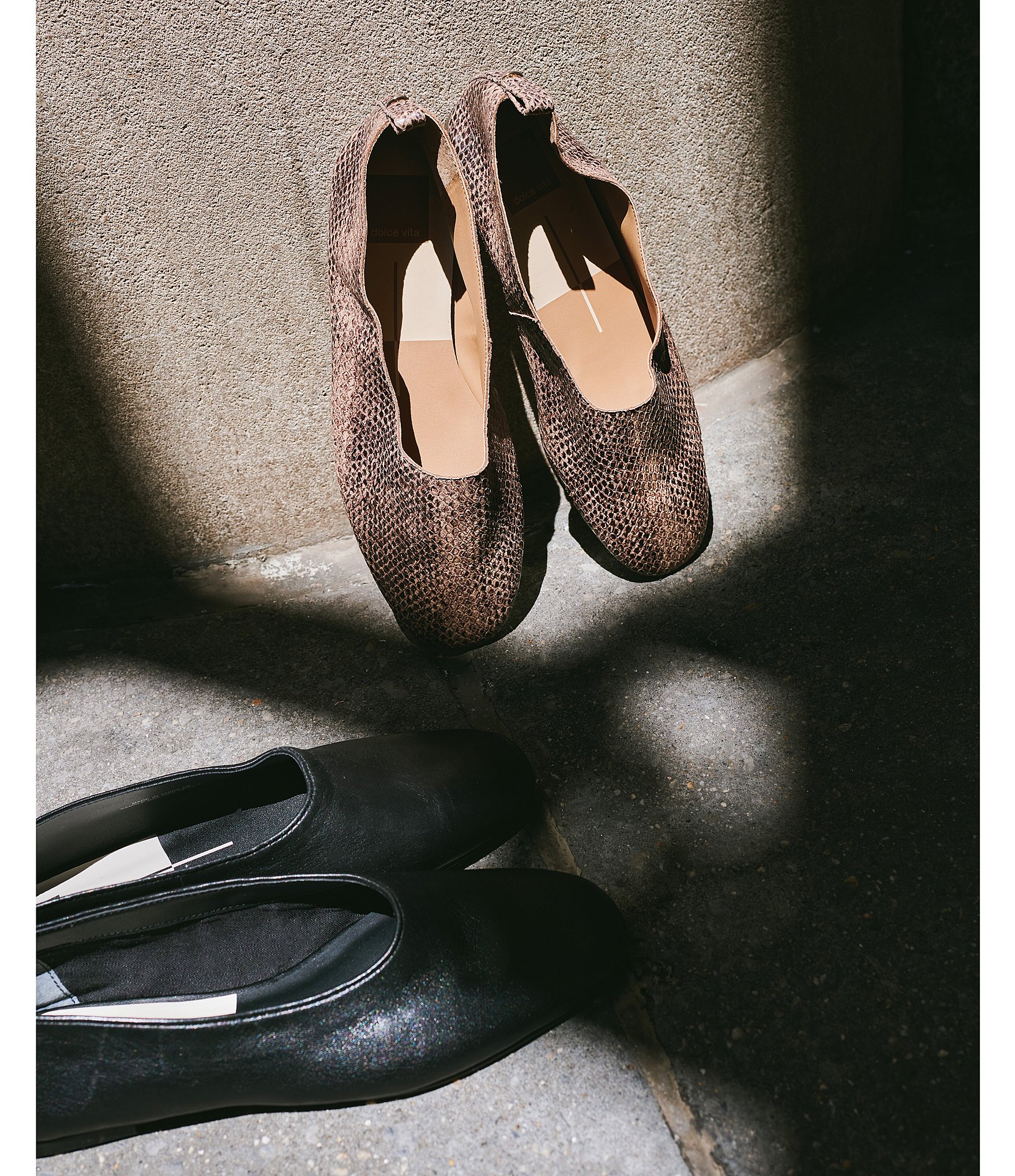 Dolce Vita Kory Snake Embossed Leather Ballet Flats