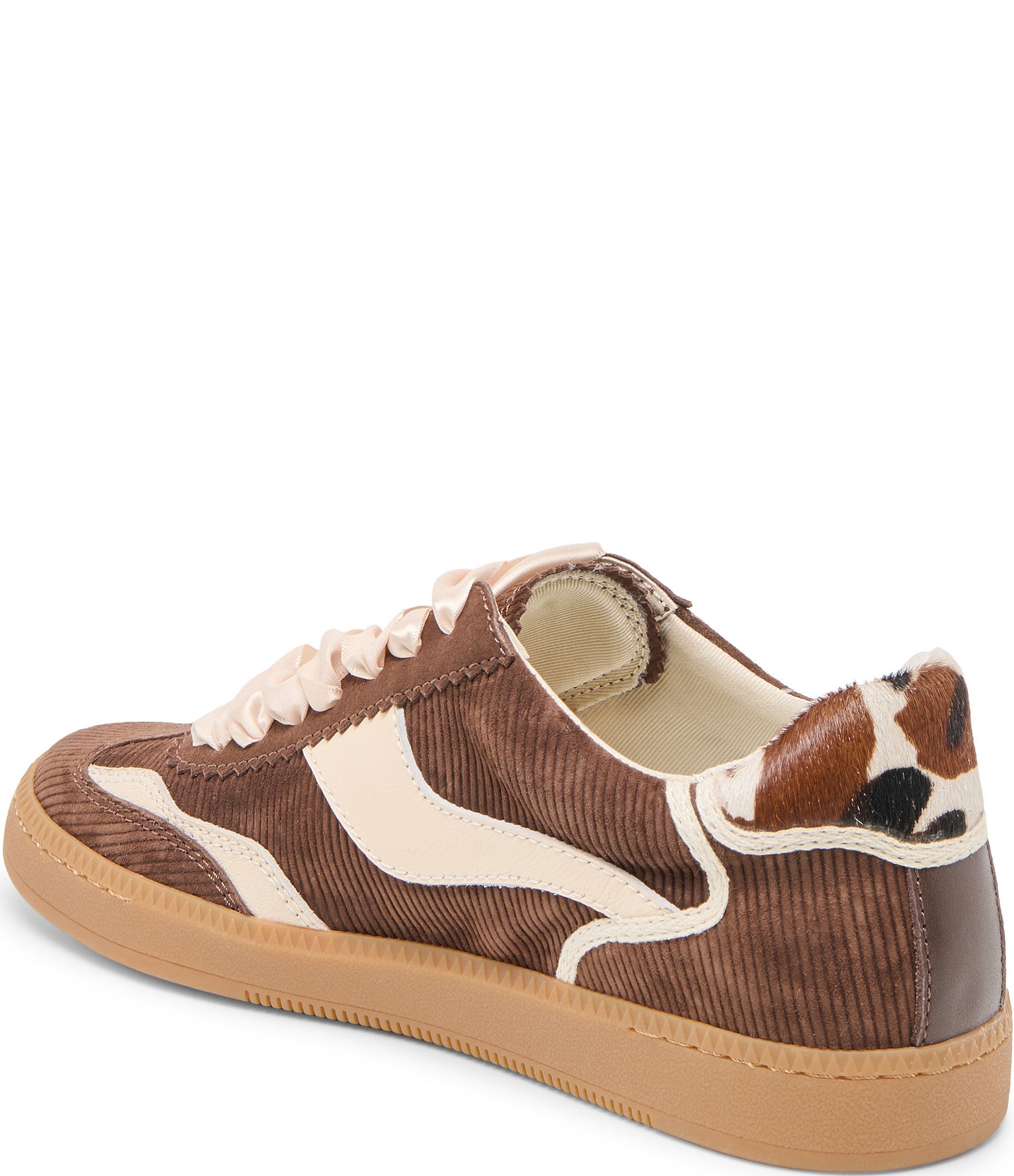 Dolce Vita Notice Suede Corduroy Retro Cow Print Sneakers